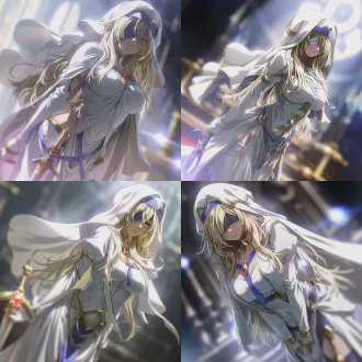 anime cgi, (full-body):10, dynamic slight tilt, telephoto portrait, the sword maiden from goblin slayer, plump and curvy figure, softly leaning forward with a slight waist bend, fantasy otherworldly background, subject sharp focus, cinematic ring lighting, soft diffused lighting, shallow depth of field, ultra-detailed, distinct layering, clear costume texture, vivid facial expression, 4k high resolution