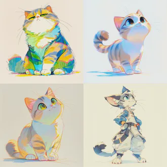 colored pencil sketch, luo xiaohei cat form, cool confident pose, simple clean background, bright fresh colors, strong light and shadow contrast, soft line art, loose sketchy pencil hatching, realistic anime style, heartwarming daily scene, 8k, high definition