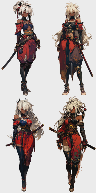 muramasa: the demon blade, full body cg portrait illustration