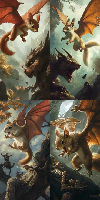 一只松鼠飞踢一条恶龙