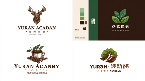 给我出10个logo设计方案，品牌名称叫“蔚然学堂”，这是一个农业与畜牧相关的行业培训学堂，logo要结合行业特性来思考做设计，并且“蔚然学堂”几个字也要经过字体设计与logo完美结合，主色调以绿色、褐色相结合，元素多考虑农业、大自然等相关元素结合做设计，你是设计总监，请开始你的表演吧