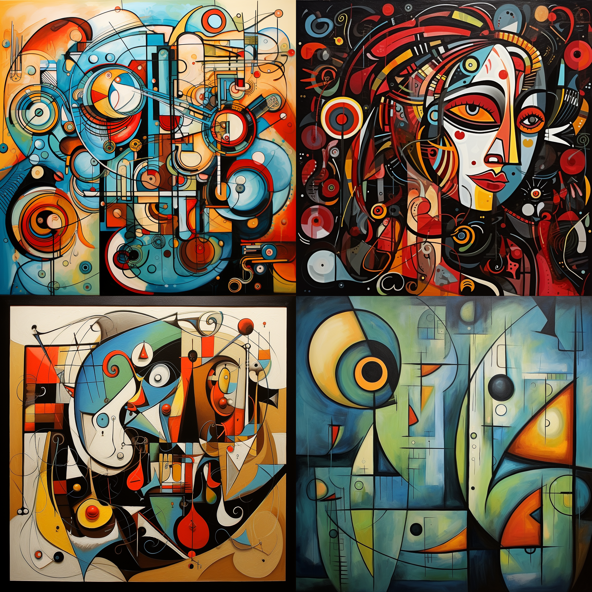 以“迷失的世界”构思绘画，抽象，毕加索风格，艺术创作，油画精品，精细绘画，视觉元素，创造出具有深度和美感的艺术作品。