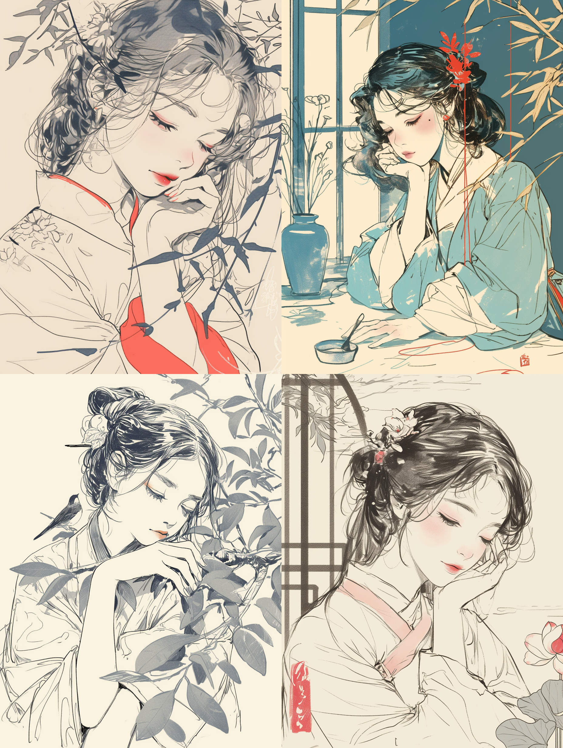 中草药，线稿，速写风格，中心构图，画面简洁，明亮色彩，素描效果，纹理丰富，自然光线，手绘感，静态。