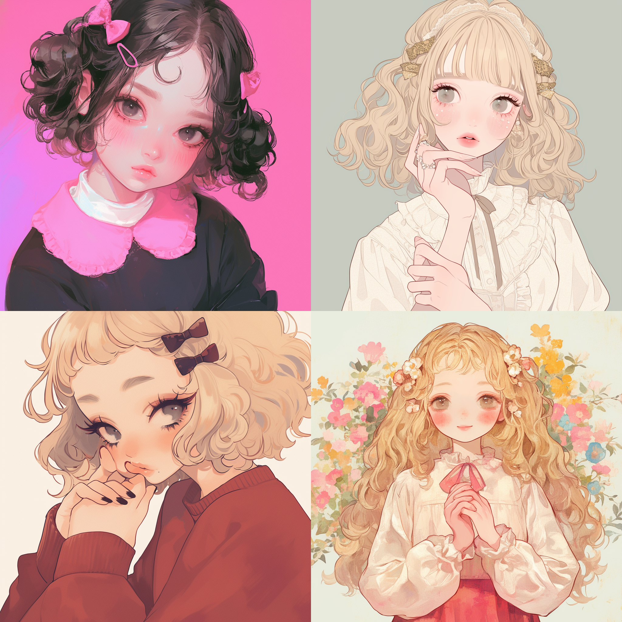 一位奶白色头发的女生，黑色的眼睛，圆溜溜的，长相圆润可爱，头上戴着发卡，长相精致