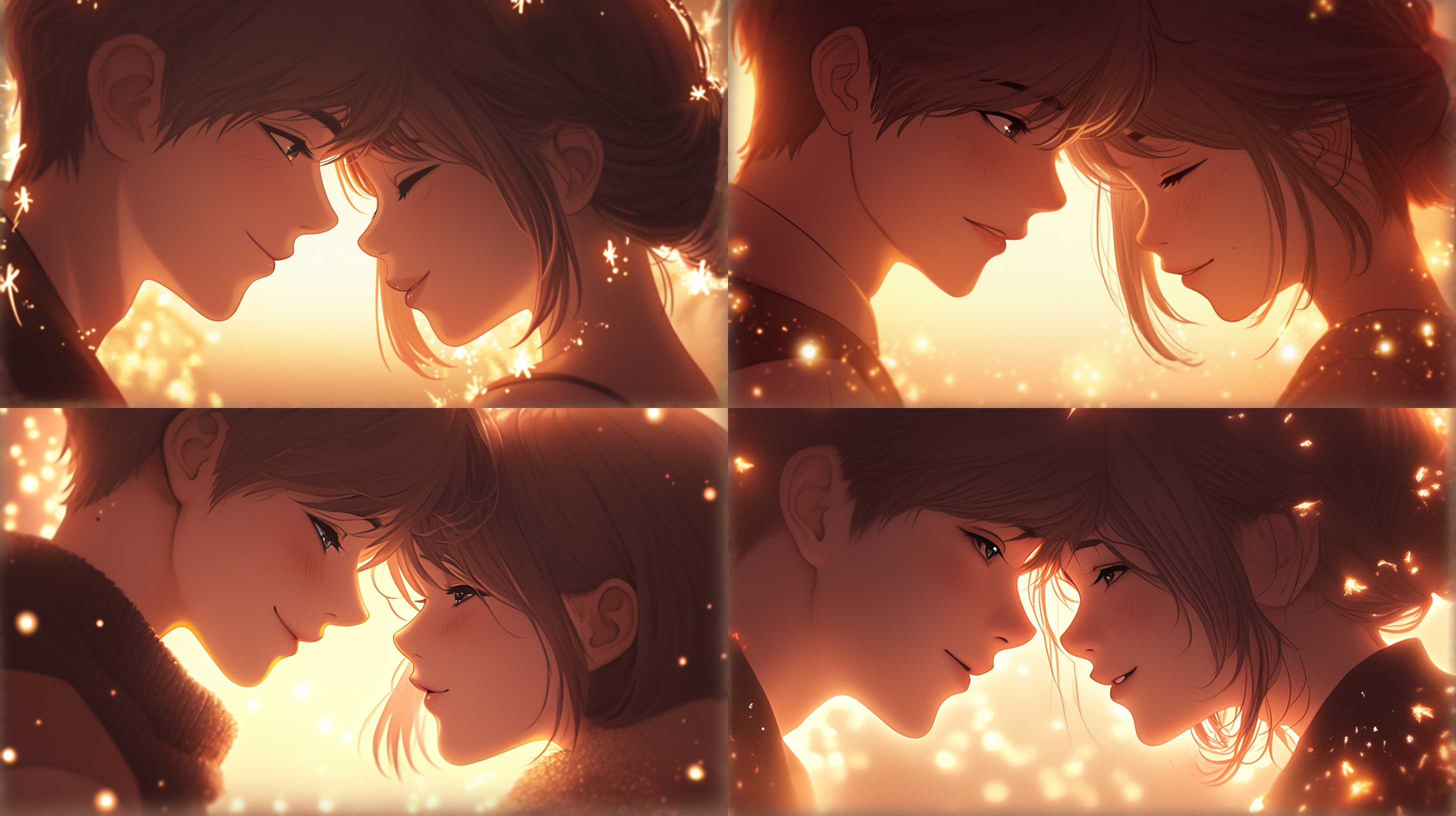 近景，吉卜力风格，高中男生女生捧光芒，温馨微笑，柔和光线，自然环境，长焦镜头，浅景深，温暖色调，宁静氛围，青春活力，细腻肌肤，清澈眼神，自然姿态，和谐共处，光影交错，情感流露，美好瞬间。