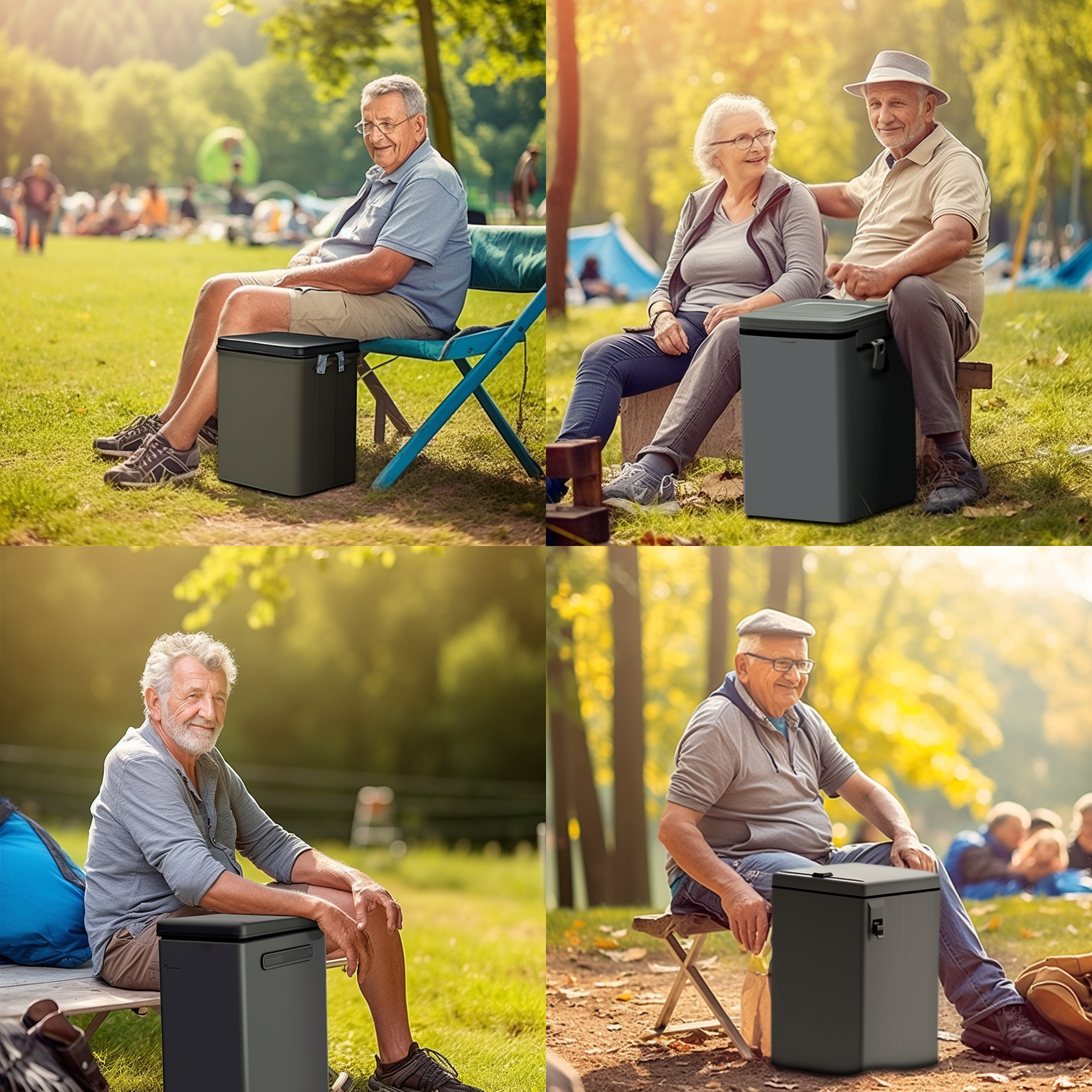 外国老年人，公园长椅，自然光，柔和色调，中焦镜头，微笑，皱纹，休闲装，宁静，岁月痕迹。 森林 足球场