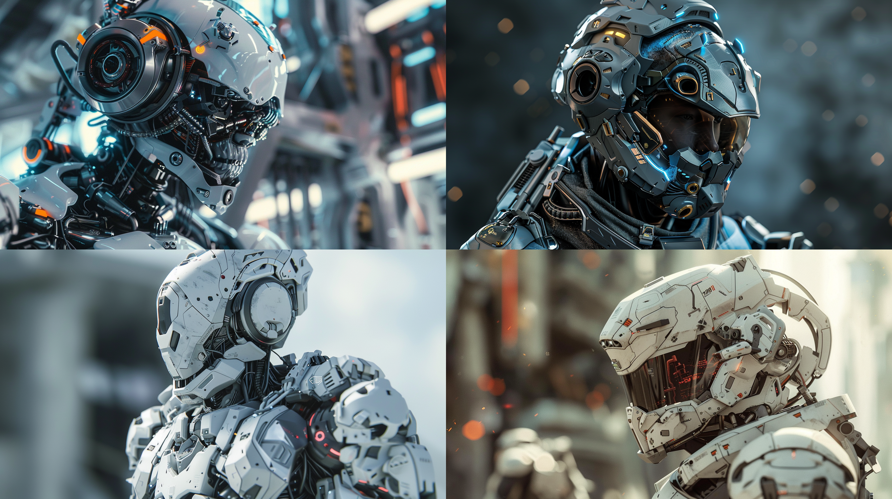 帅哥未来战士，身穿机甲，零件整齐排列，解构布局，细节丰富，层次感强，众多部件，极其精细，逼真风格，16:9比例，风格化750，版本6.0，金属质感，冷色调，精密机械，科技感，动态静止，光影分明，未来主义。