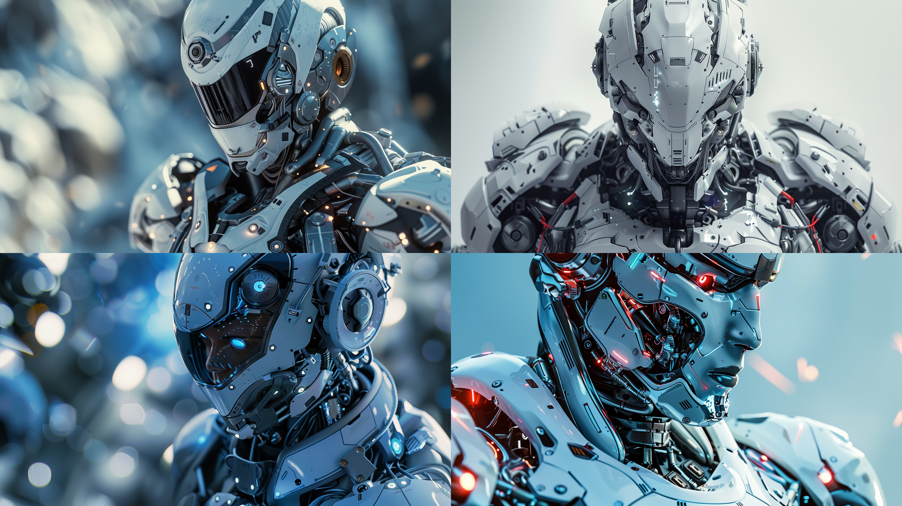 男人未来战士，身穿机甲，零件整齐排列，解构布局，细节丰富，层次感强，众多部件，极其精细，逼真风格，16:9比例，风格化750，版本6.0，金属质感，冷色调，精密机械，科技感，动态静止，光影分明，未来主义。