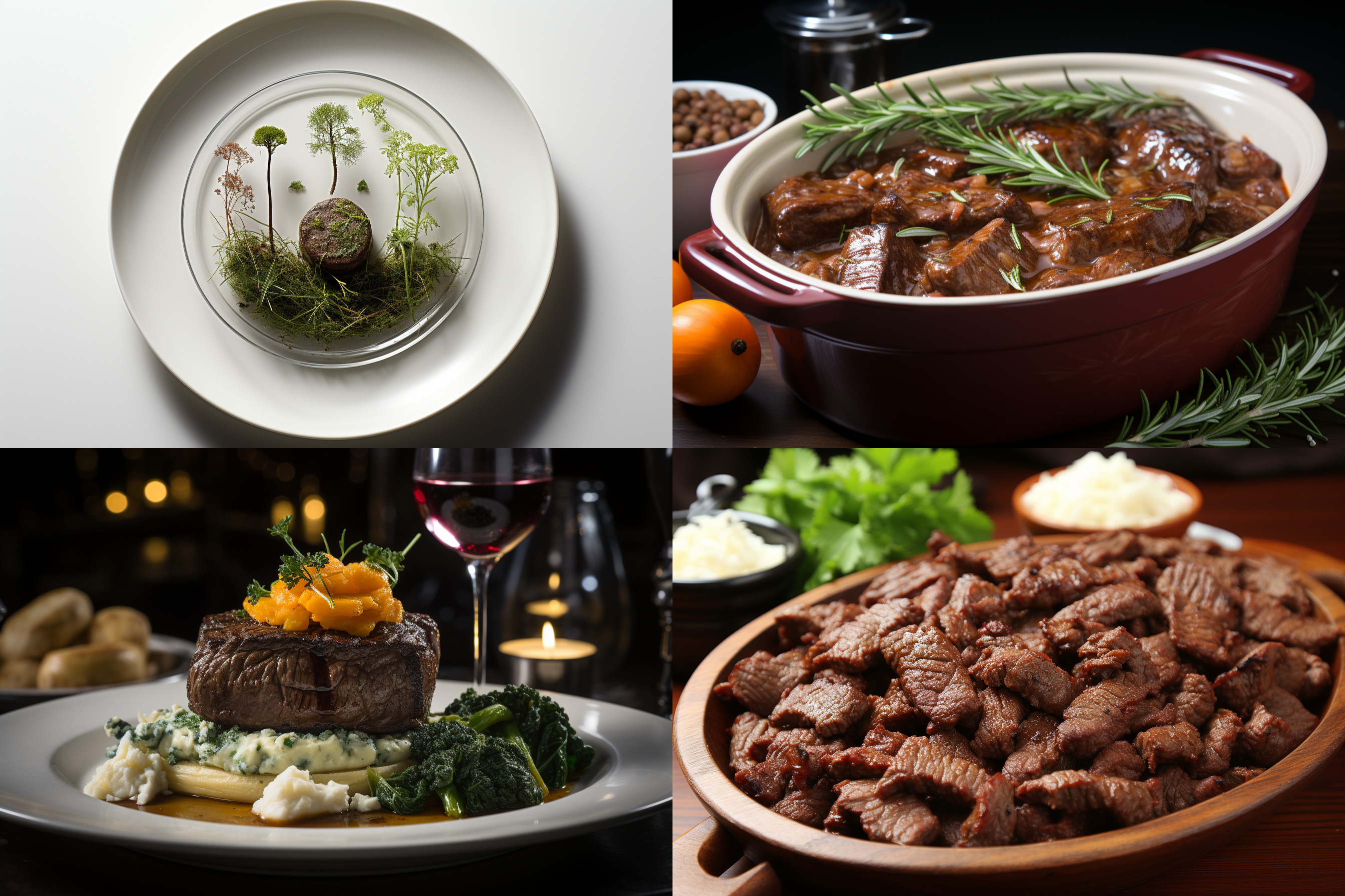 酱牛肉白瓷盘，45度角拍摄，简约风格，高光白色背景，清晰纹理，定焦镜头，自然光，细节丰富，沉稳色调，食欲感。
