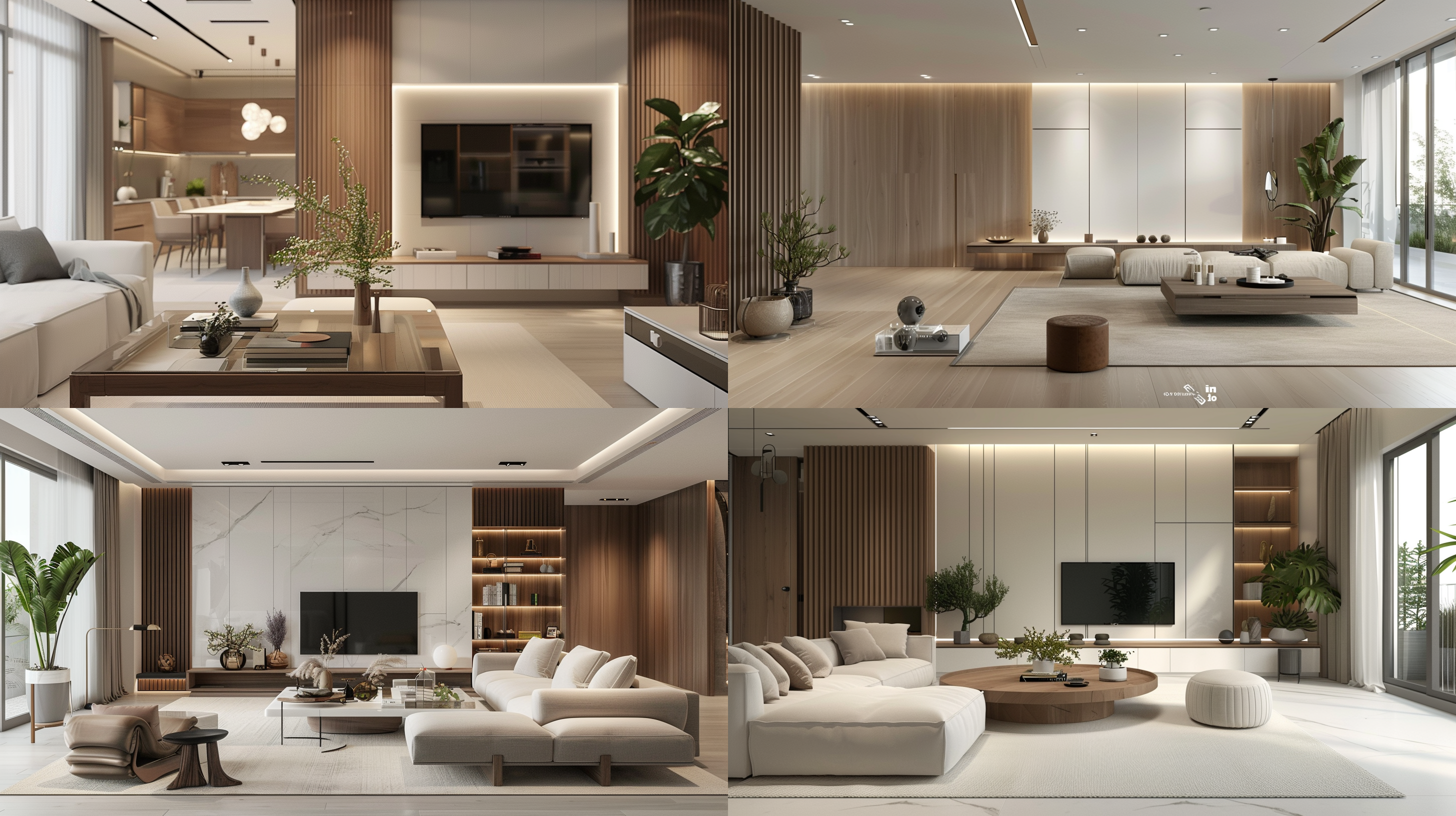 豪华公寓内部，oled技术，renderhub next2020风格，受tuvia beeri启发，白色调，cg society和design milk推荐，木质家具，奢华生活方式，柔和的乌贼色调，极度复杂细节，eric dinyer作品，超详细。