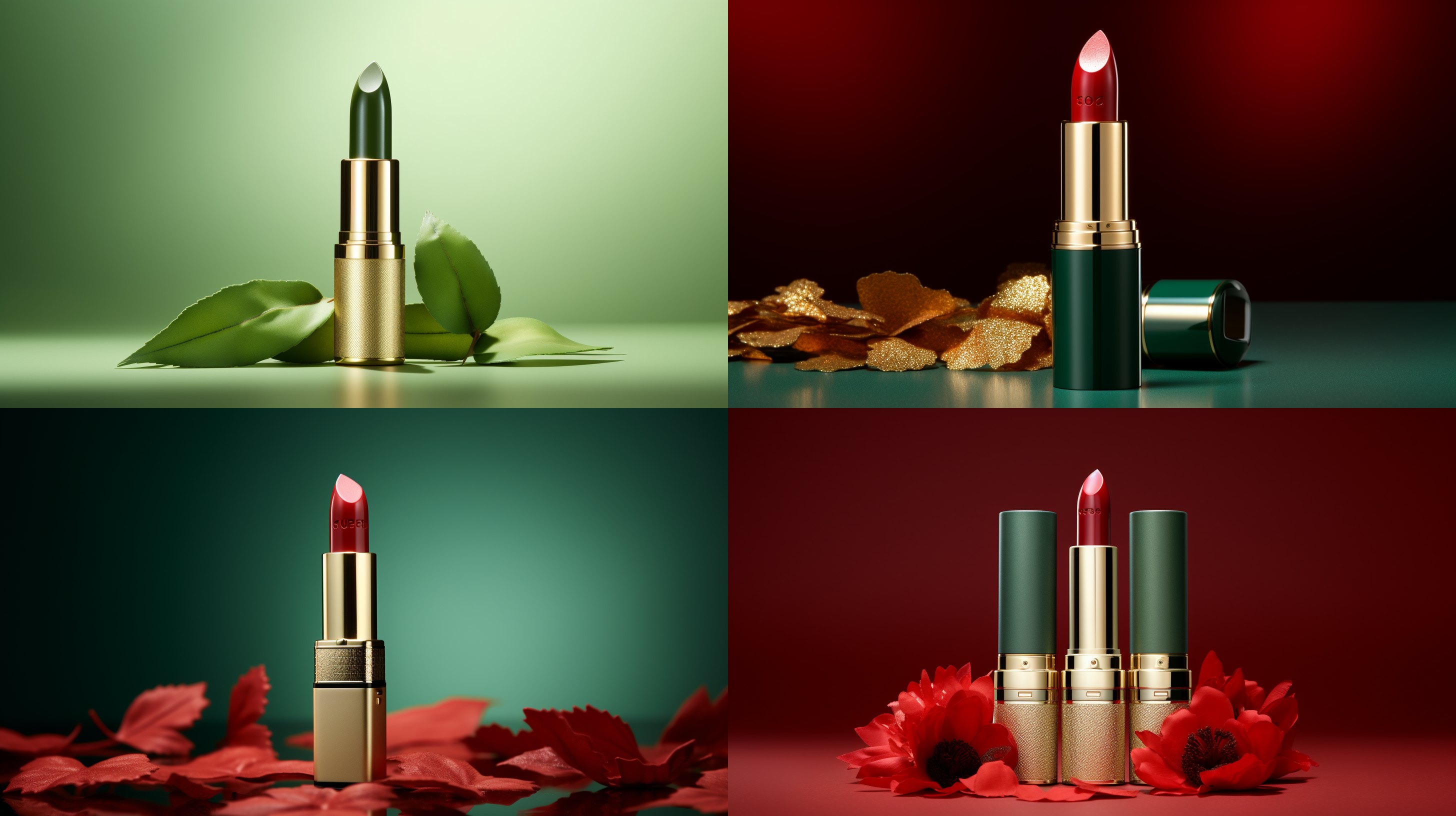 郭帆摄影作品，壁纸级作品，用尼康相机拍摄，超级高清原图，最佳质量，左侧大量负空间，浅绿背景，纯色背景，mj inspiration口红，口红上面有纹理，正侧视图，三分之一镜头，皇家御用，，金色高端，高饱和度，高明亮度，高分辨率，清晰细节，c4d模式，oc渲染