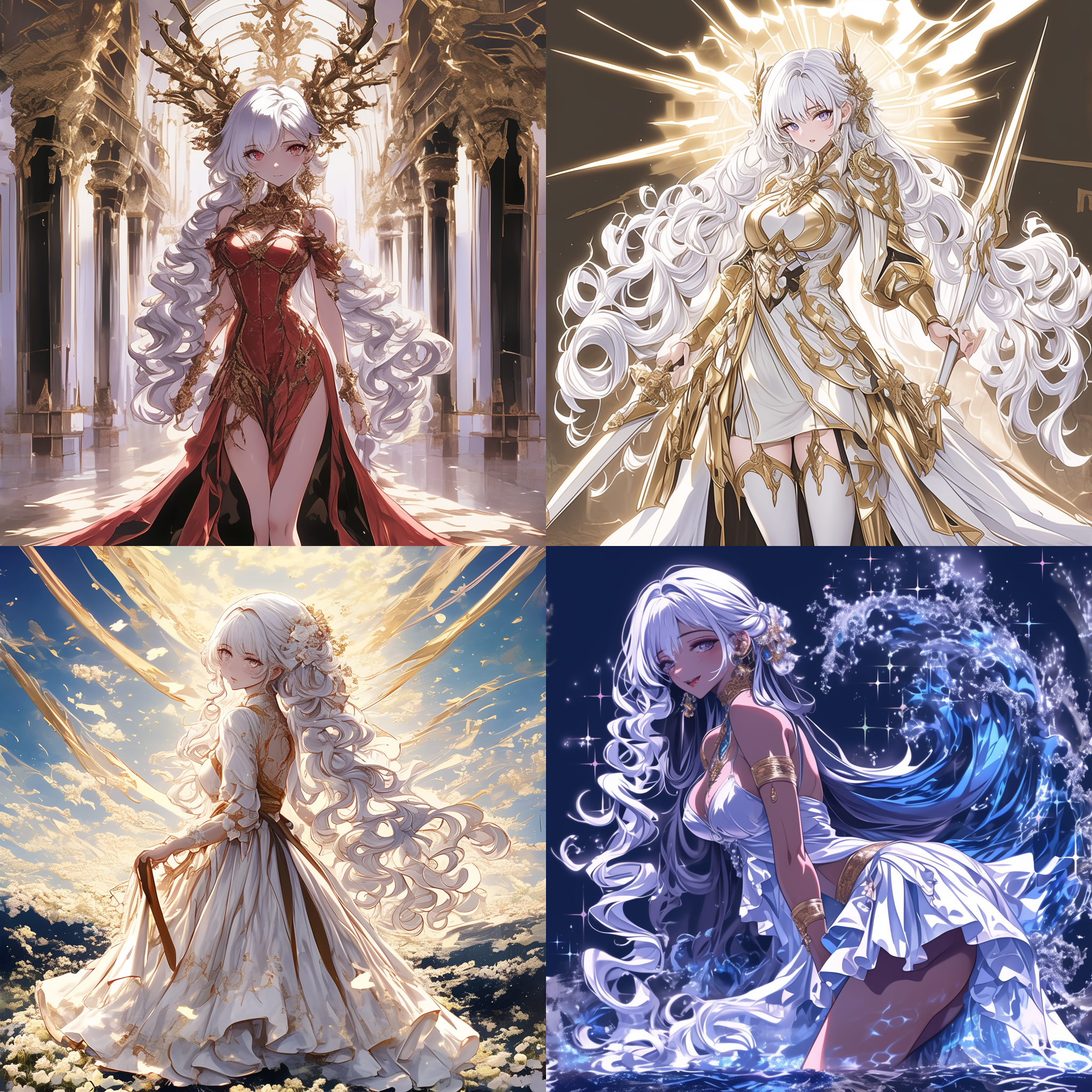 网红脸，元素女法师，身材火辣，风元素，水元素，火元素，土元素，奥术能量，光与暗，站立，混沌背景，高分辨率，超现实，魔法氛围，动态模糊，多重曝光，神秘色彩，冷暖对比，广角镜头，侧光，神秘感，力量感，元素交织，混沌之美，细节丰富