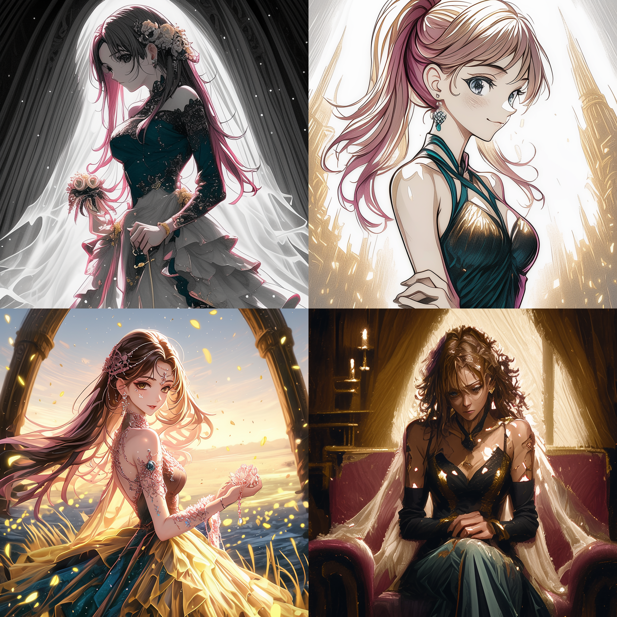 婚纱少女，身材曲线优美，流畅线条，透光婚纱，柔和光线，室内环境，长焦镜头，高光调，优雅姿态，白色调，浪漫氛围，五官精致，细节丰富，新娘头饰