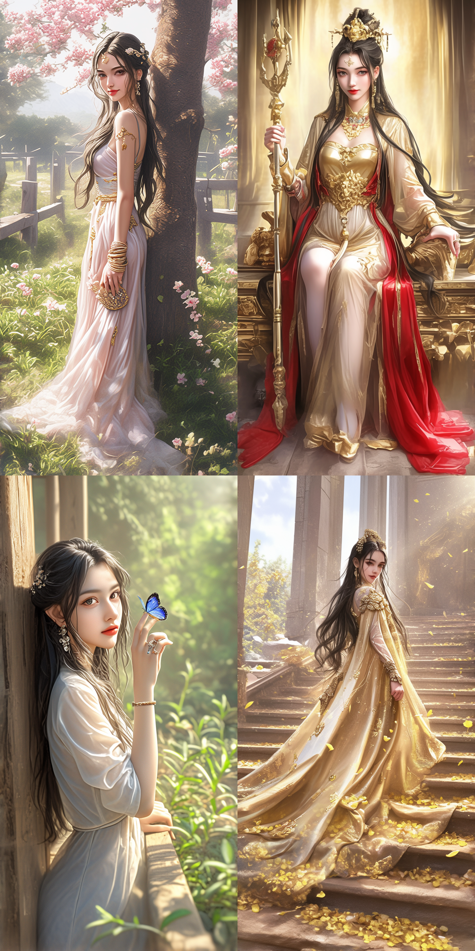 美女，身材曲线优美，五官精致，细节丰富，中国风，透光汉服，华丽饰品，网红脸