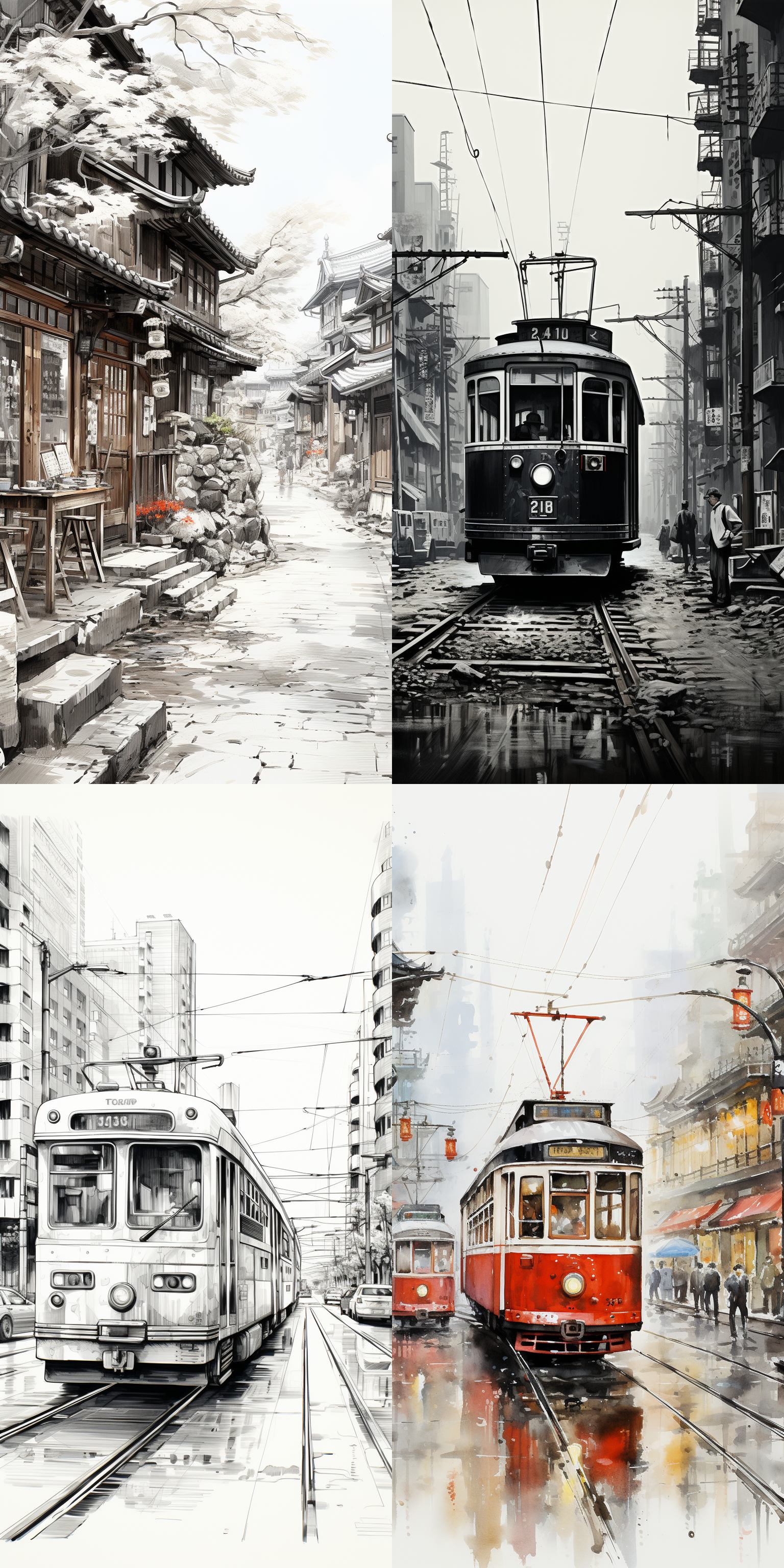 武汉素描，铅笔线条，细腻笔触，黑白对比，静谧氛围，城市，广角镜头，柔和侧光，专注，历史感。