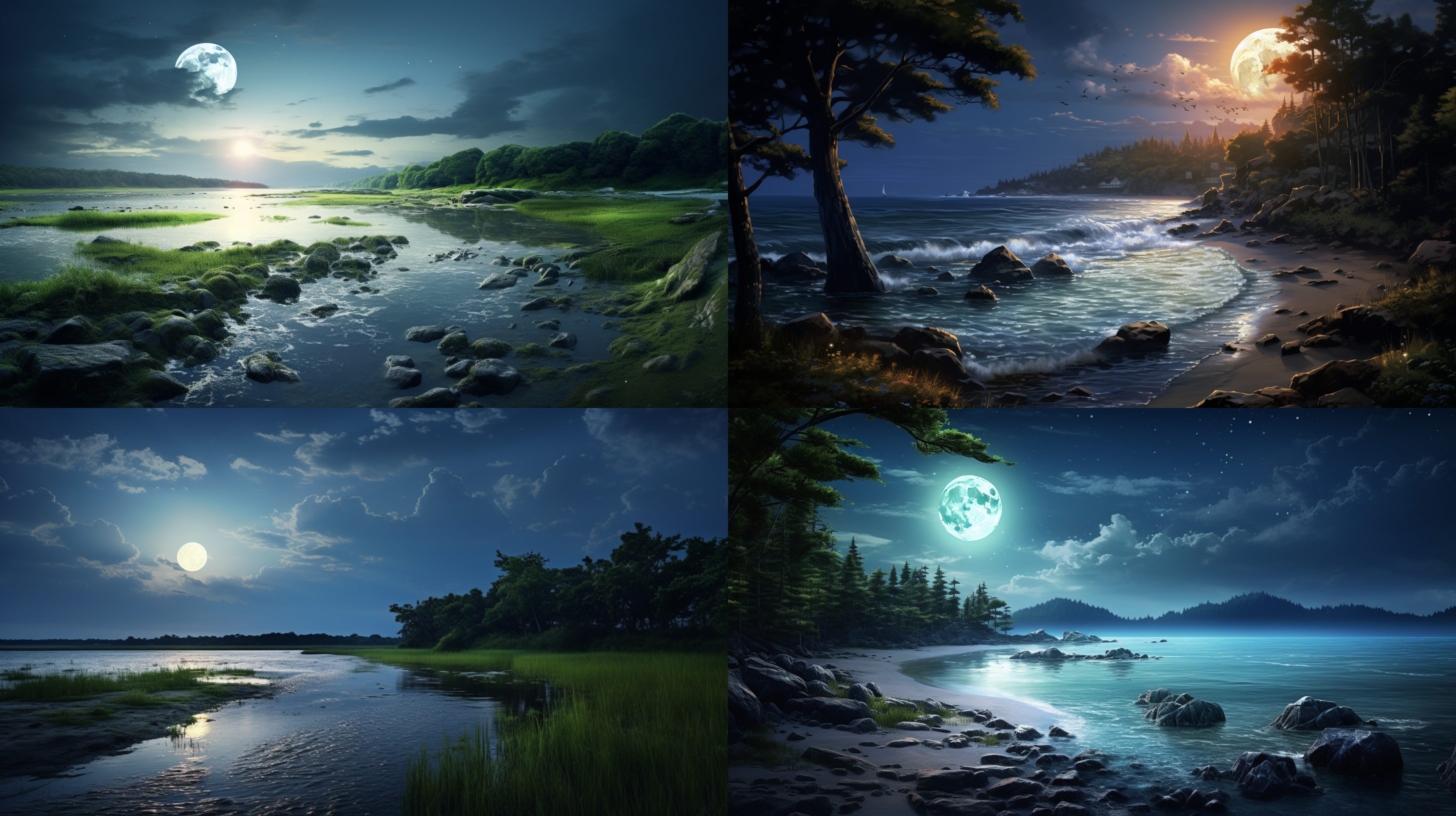 初夏，雨后，夜色，春江潮水连海平,海上明月共潮生， 远景，宁静致远，真实风景拍摄，唯美意境，高清画质