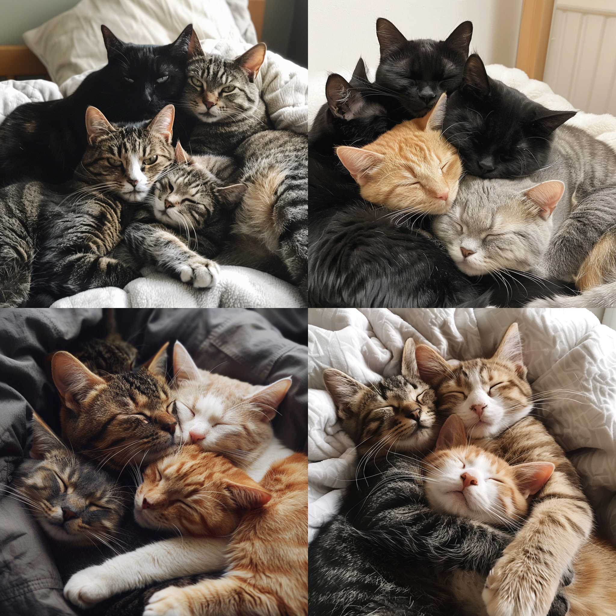 三五只猫咪叠在一起