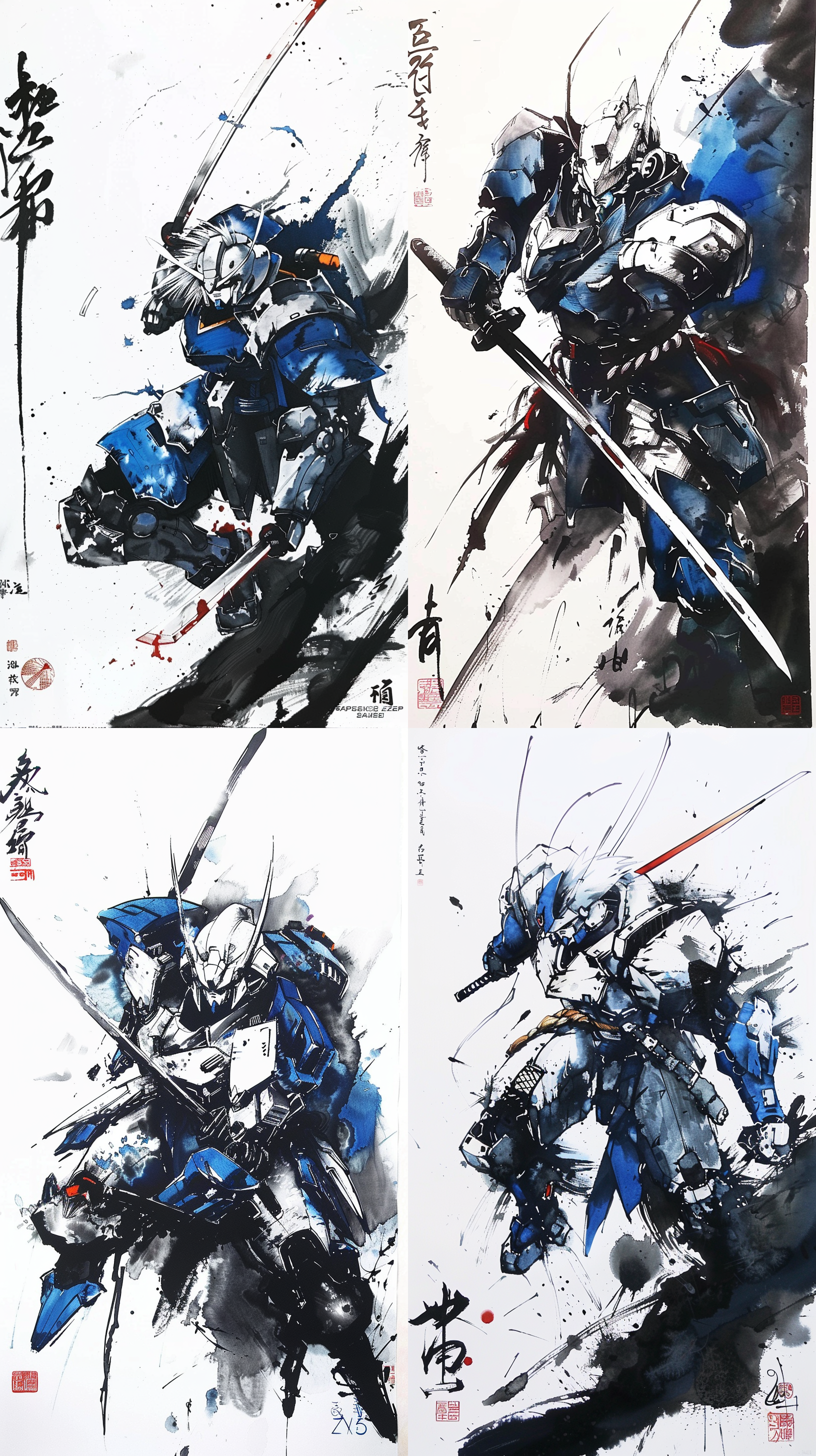 机动战士高达，（扎古机器人），((机器人头部))，((机械感))武士，剑客，中国水墨，跃动的身影与剑气纵横的豪情，中国构图，极简主义留白，32k，古风留白，刺绣，2:3比例，动态姿势，剑光闪烁，黑白对比，水墨渲染，留白空间，古风背景，剑术，高对比度，黑白，水墨风格，动态捕捉，极简构图，留白技巧，刺绣细节，古风元素，剑术动作，剑光效果，水墨渲染，留白空间，古风背景，剑术。