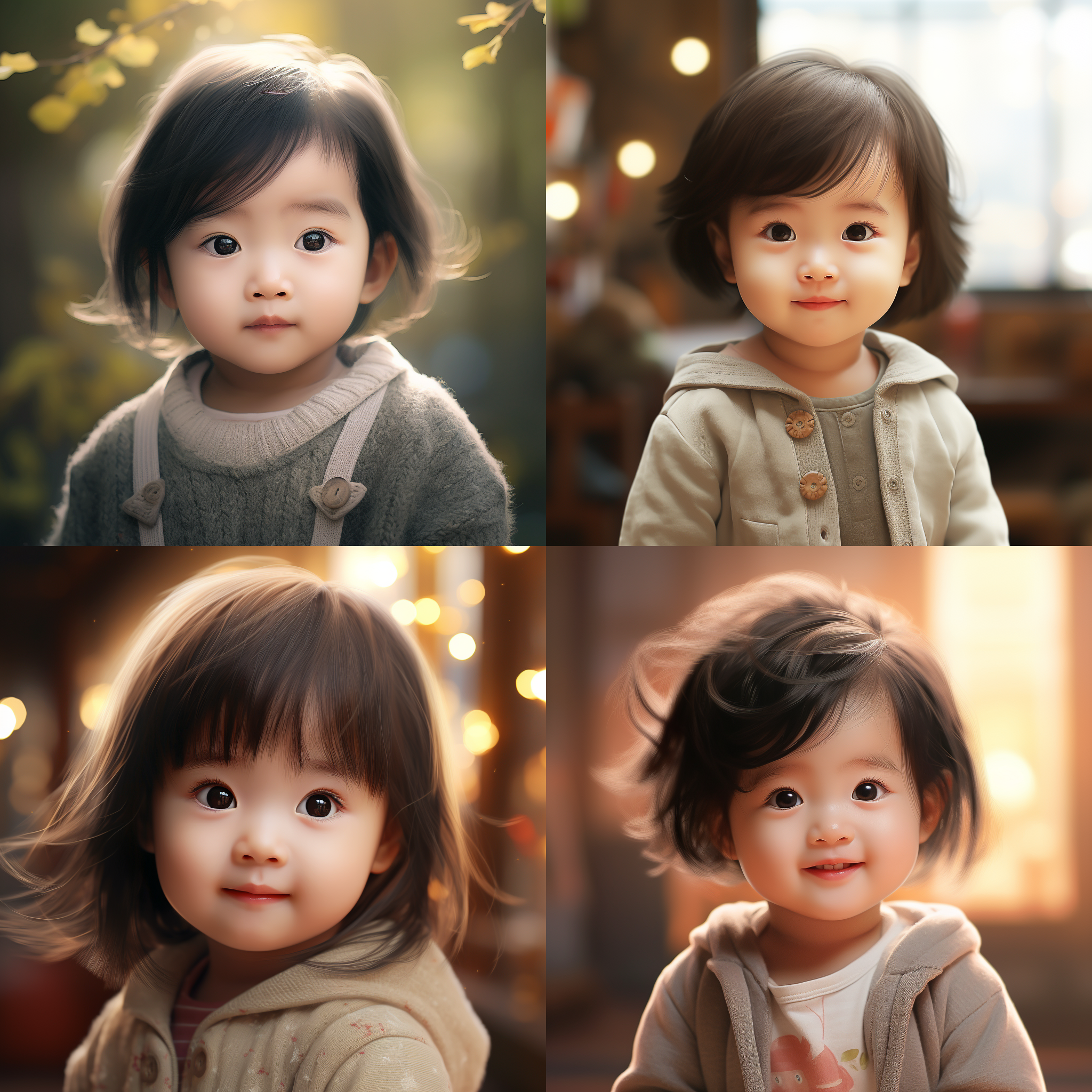 中国女婴儿，黑色齐耳短发，直发，胖嘟嘟的脸，全身，憨态可掬，脸部细节，摄影写真，萌态十足，真实感，电影质感，美丽可爱，超清渲染，照片写实风格，柔和光线，自然环境，广角镜头，高分辨率，温暖色调，天真表情，细腻肌肤，家庭背景，温馨氛围，柔和色彩，幸福情绪。