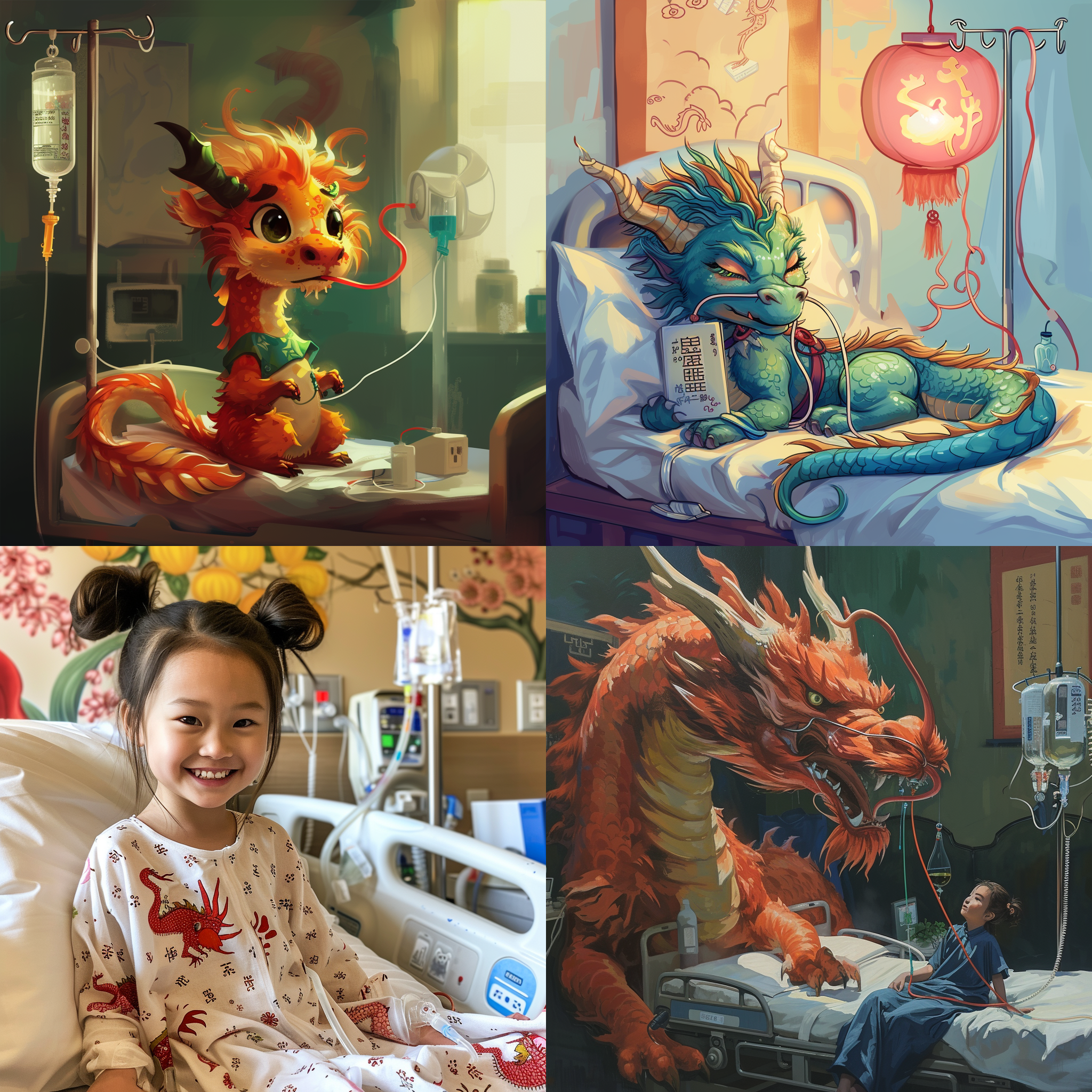 萌龙是一条中国龙，她今年3岁，还是条幼龙，她得了肺炎，在医院挂点滴，她很乐观，每天做数学题，看王牌对王牌