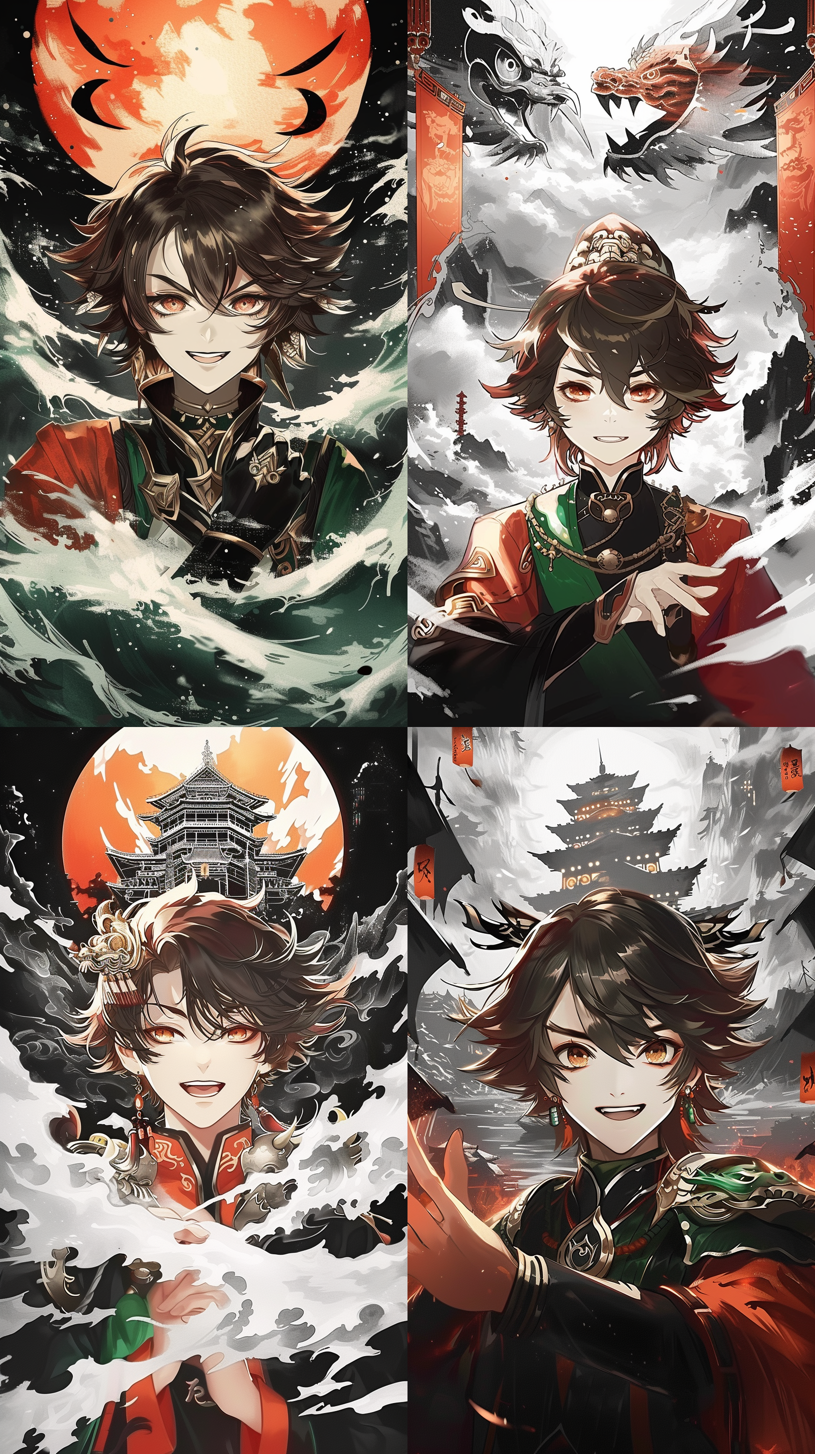 嘉明原神海灯节 油画 虚幻引擎 蓝图 海报风格 全身 黑白