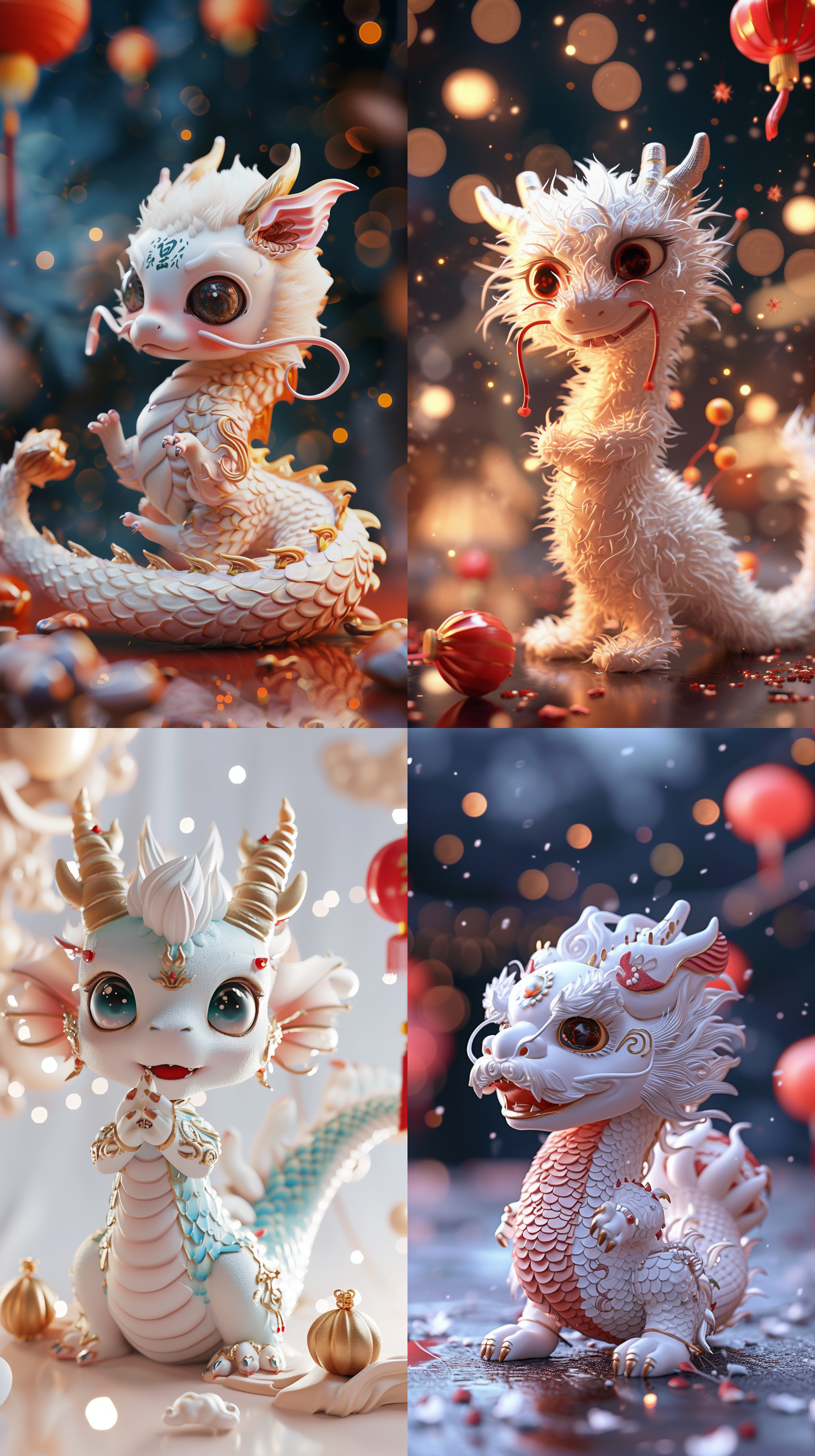 可爱龙宝宝，盲盒ip，c4d，白龙，龙年，中国龙，春节，新年，爆竹，烟花，精致，细腻，高亮，高光，正面光（面部），封面艺术，（极高的画质，极高的品质，极高的真实度），高细节（综合细节加强），超级高的分辨率，杰作，最好画质，精绘（综合细节加强），多彩，最佳品质，多彩，16k壁纸，综合细节加强，耳朵细节，((彩色))素描，精致的细节，最高品质，杰作，大师之作，极致细节，（细致刻画精致的五官），（细致刻画眼睛），照片真实感，极高分辨率，细节+++，高画质，高品质，高分辨率，高真实度，杰作，最佳质量大师级作品，杰作，手部细节、大师级创作，极致画质，最高精度，（真实度增强++），高画质，真实度+++，oc渲染器