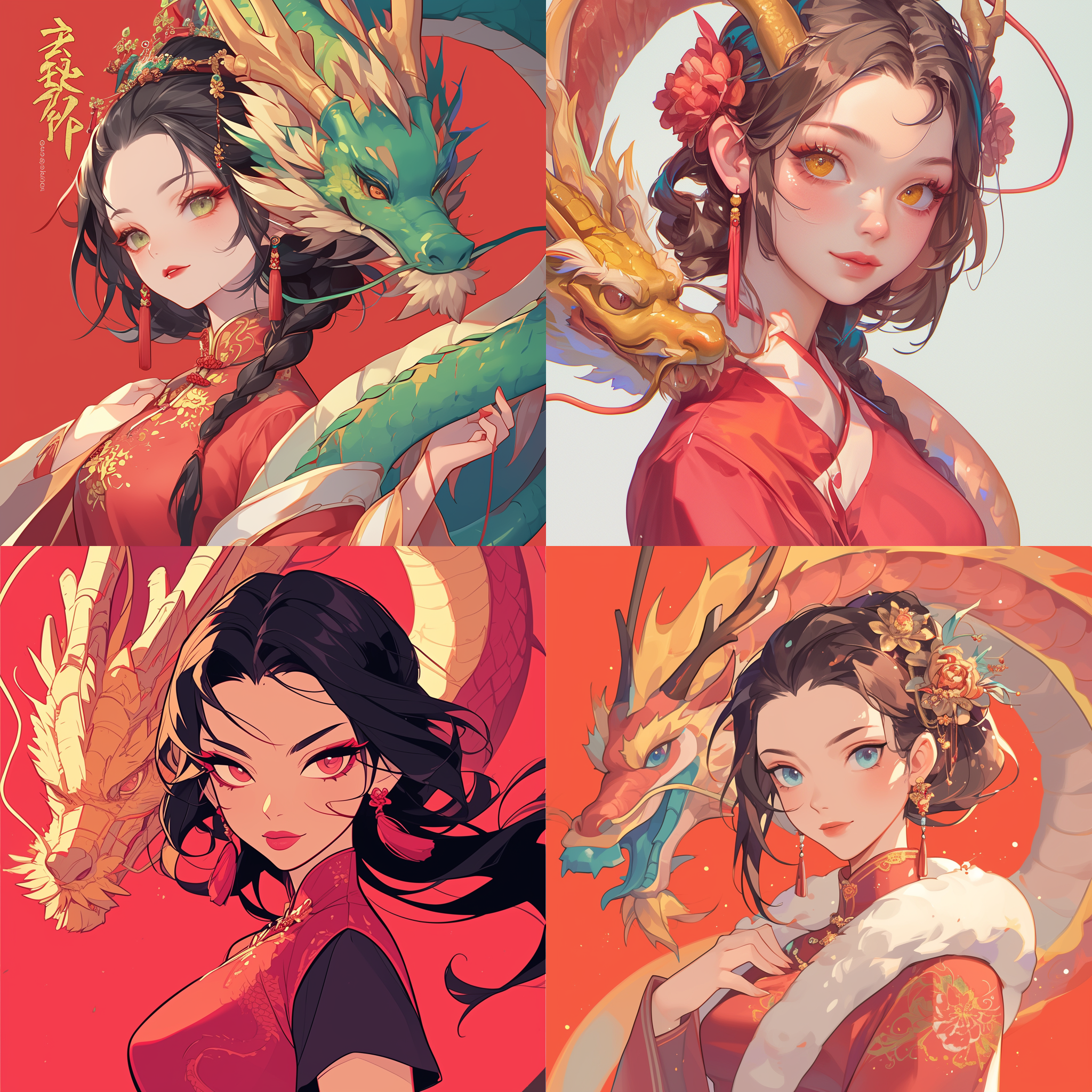 中国龙 卡通女孩头像