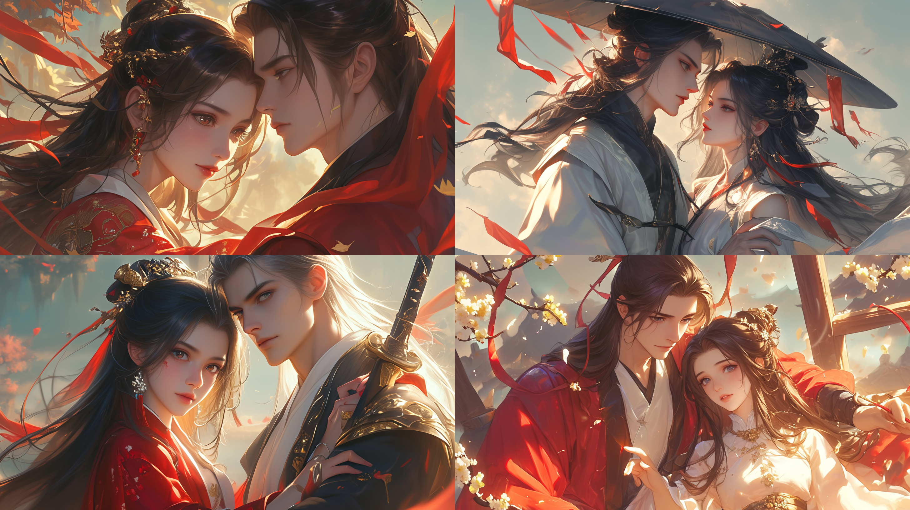 中国古代一对年轻夫妻，长相出众，霸气