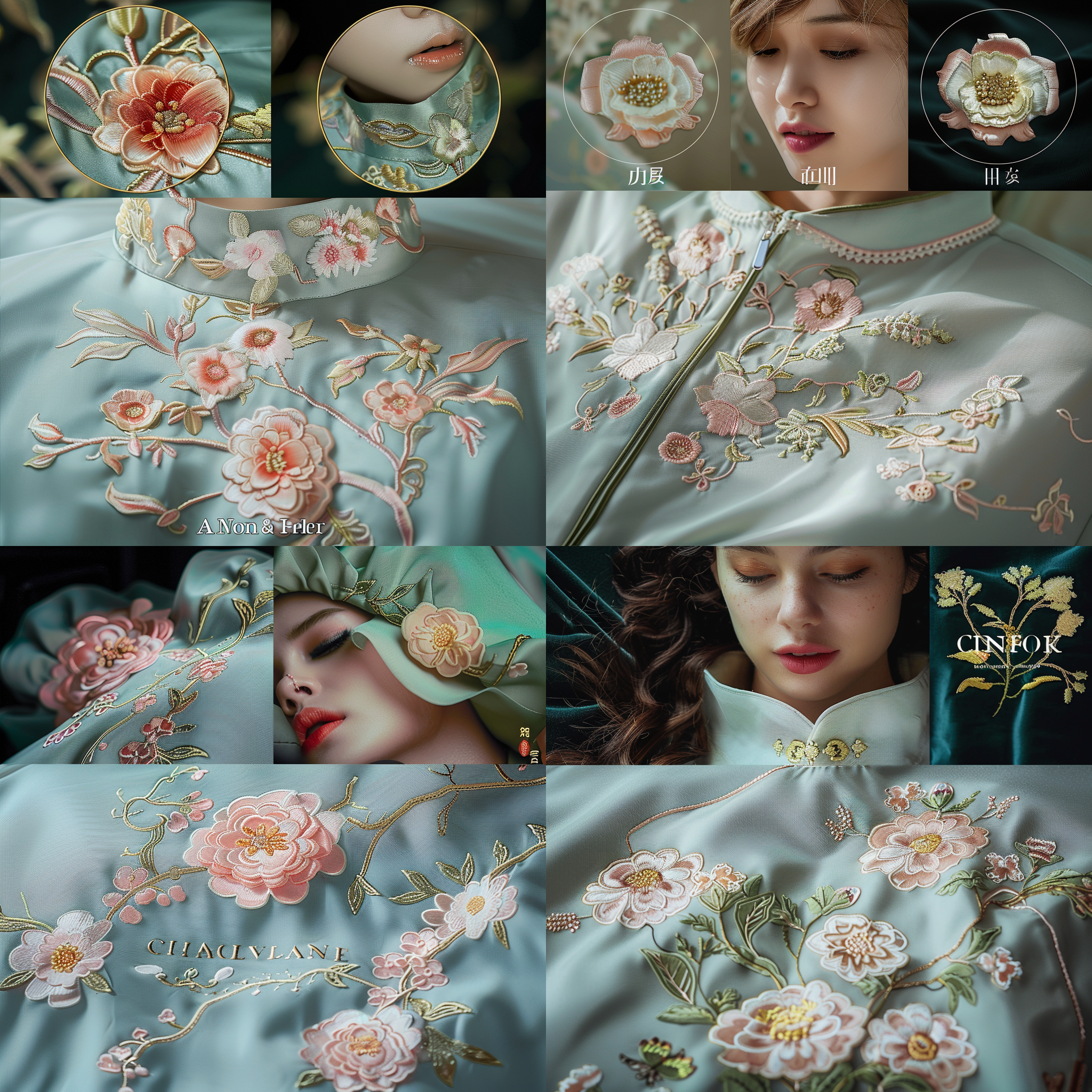 prompt. 女性花卉时尚特写，柔美表情，细致花朵，明亮色彩，微笑，清晰焦距，自然光线，浅景深，唯美风格，精致细节，温暖情感。