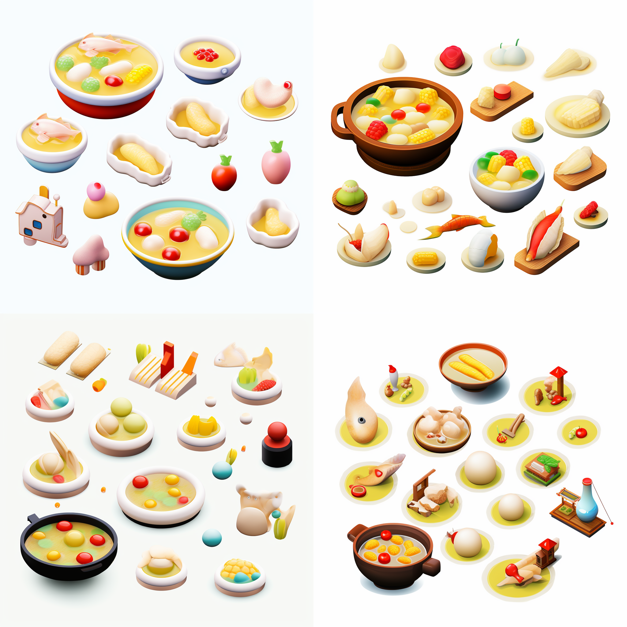 矢量元素，卡通元素，简单配色，白色背景，等距。