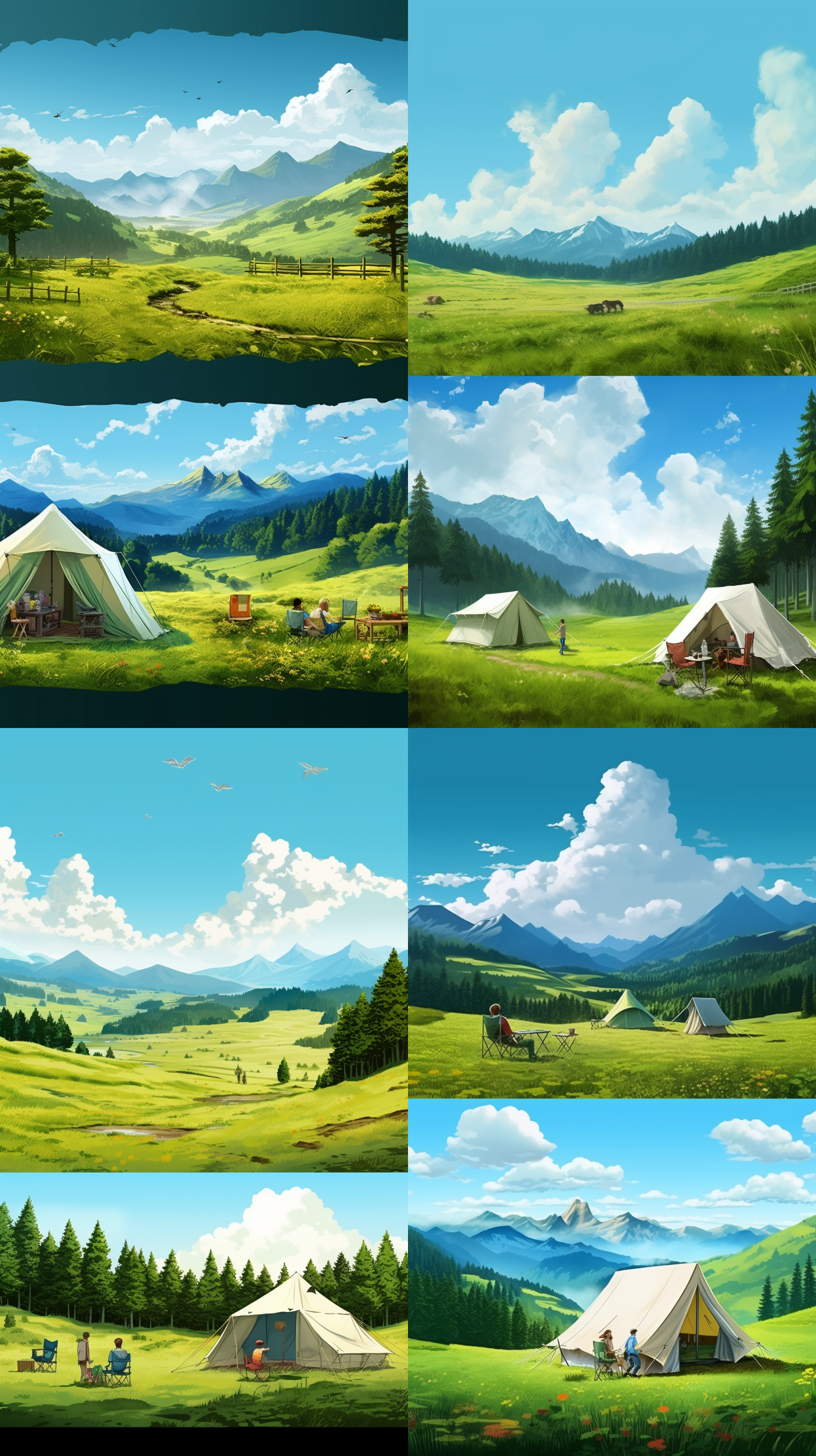 不要人物，有很多树的树林，绿色草地，地是平的 树林 多云 真实 风景