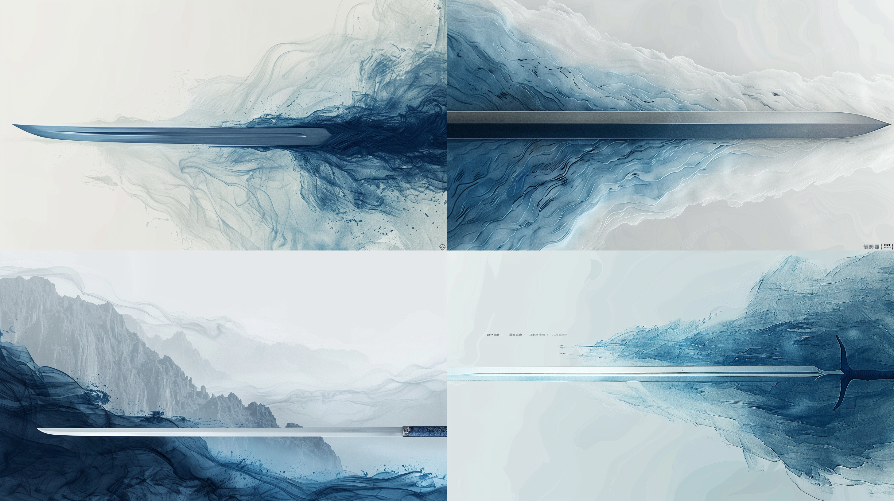 长柄刀剑呼之欲出，透视感，视觉冲击力强，色彩简洁