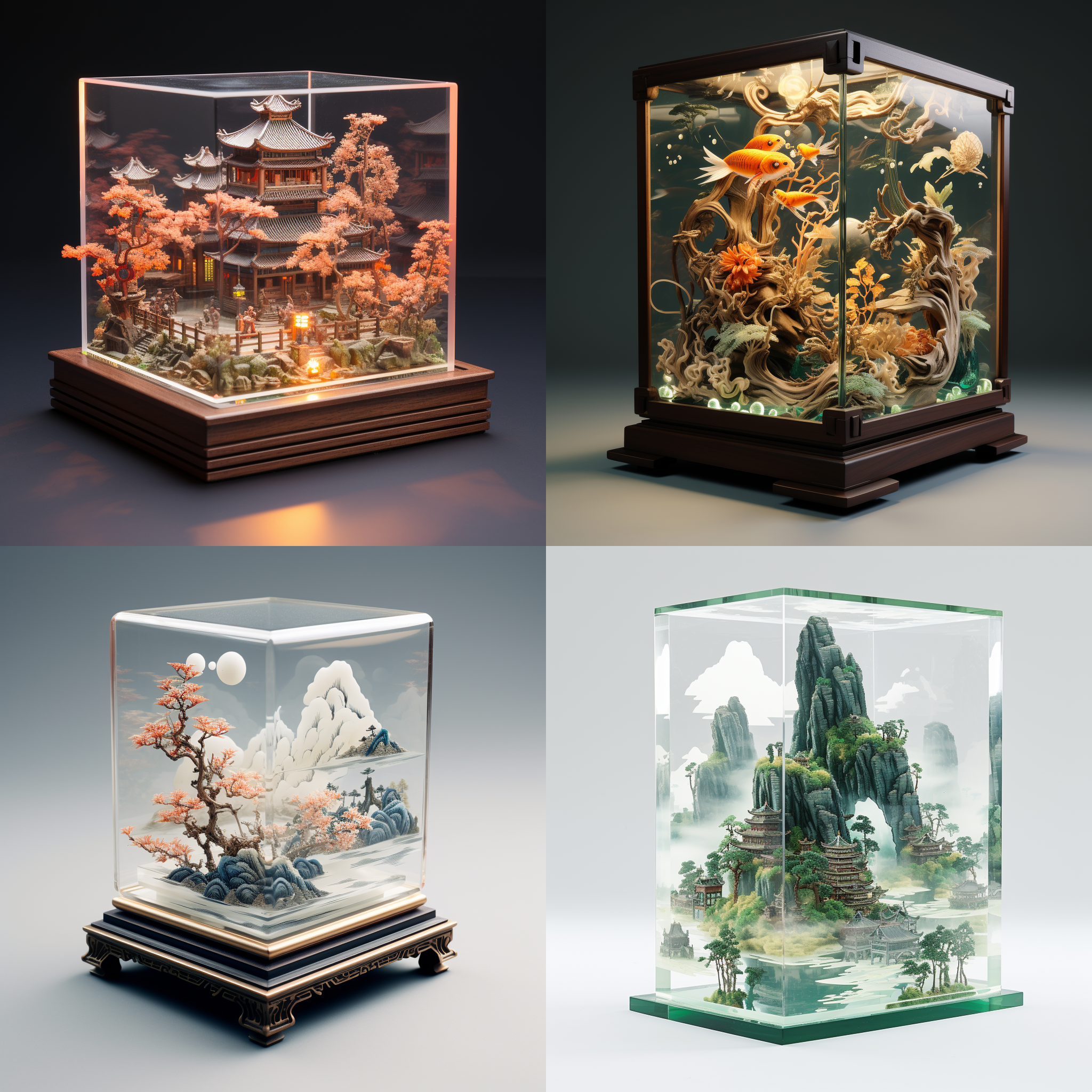 亚克力展示盒，圆明园，3d渲染，产品图片