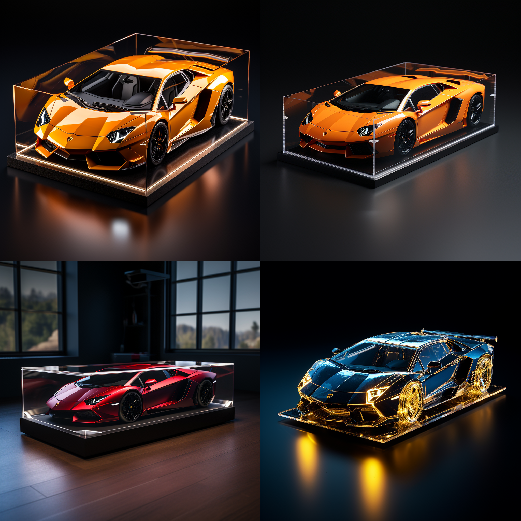 亚克力展示盒，兰博基尼aventador，3d渲染，产品图片