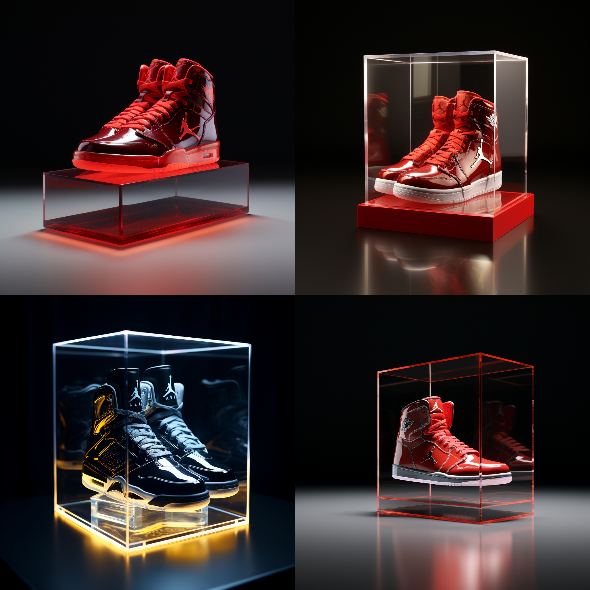 亚克力展示盒，nike air jordan系列，3d渲染，产品图片