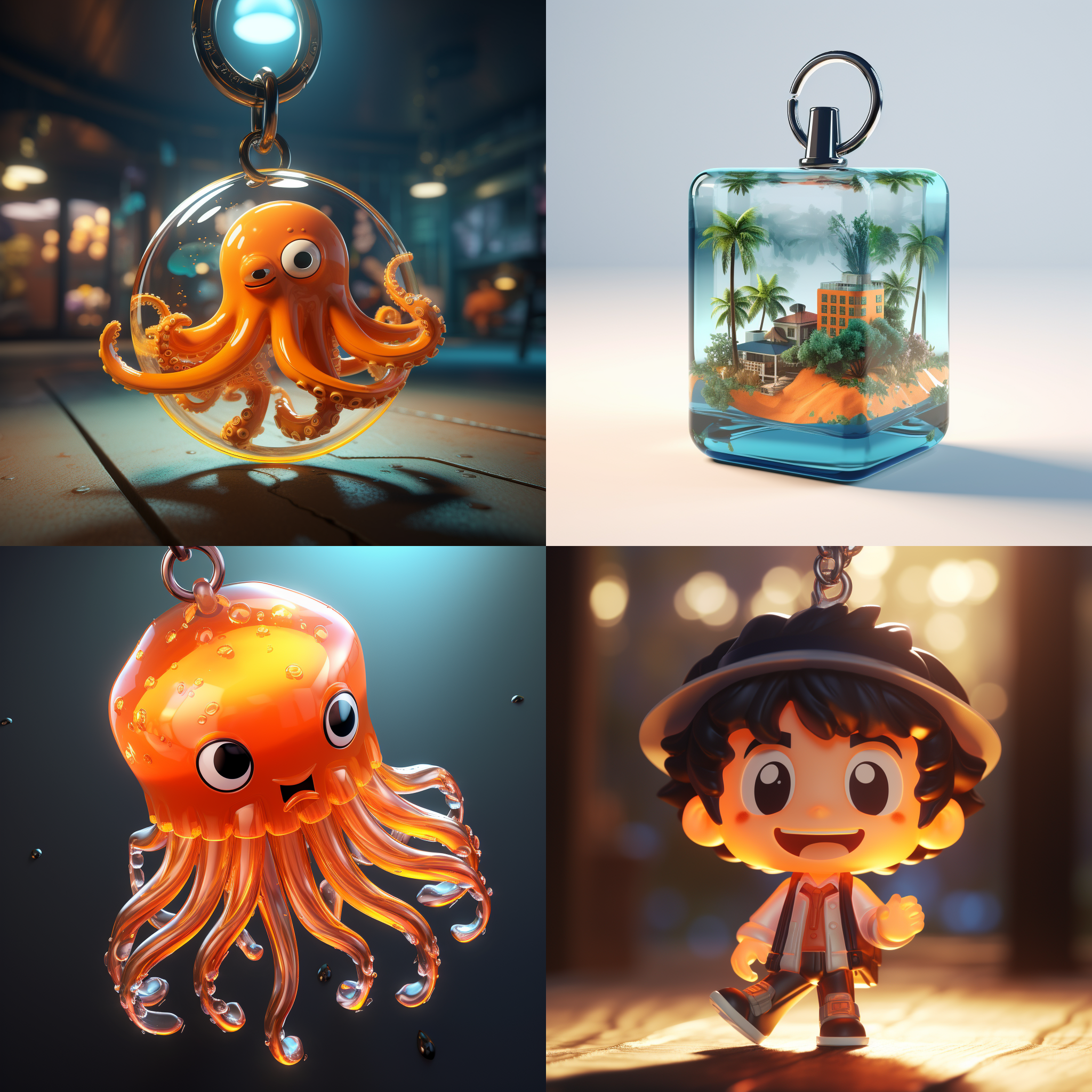 亚克力钥匙扣，趣味，3d渲染，产品图片