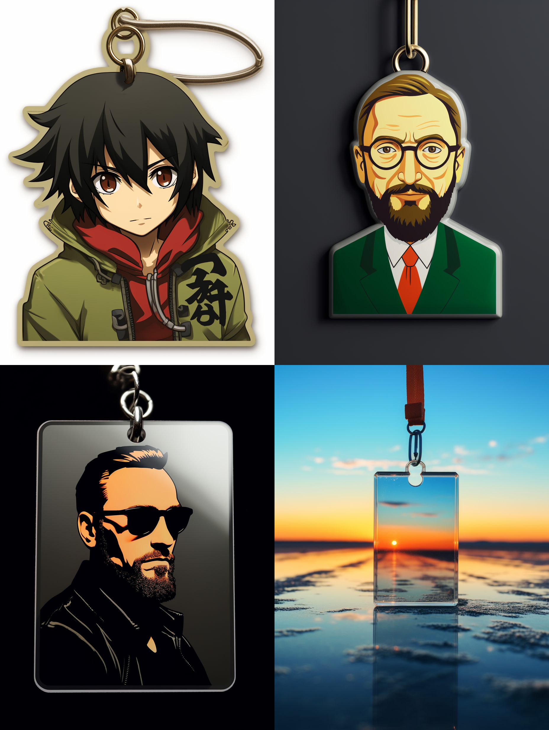 广告海报，亚克力钥匙扣，显示（亚克力钥匙扣定制）的文字，极简主义风格