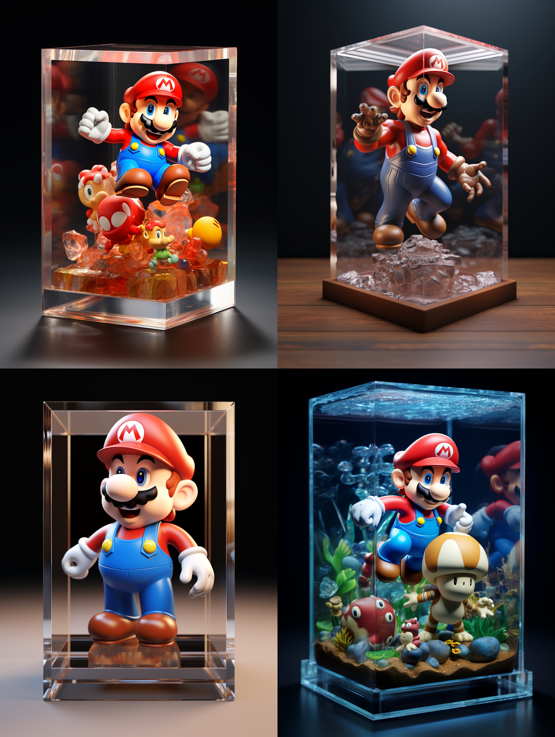 亚克力展示盒，马里奥，3d渲染，产品图片