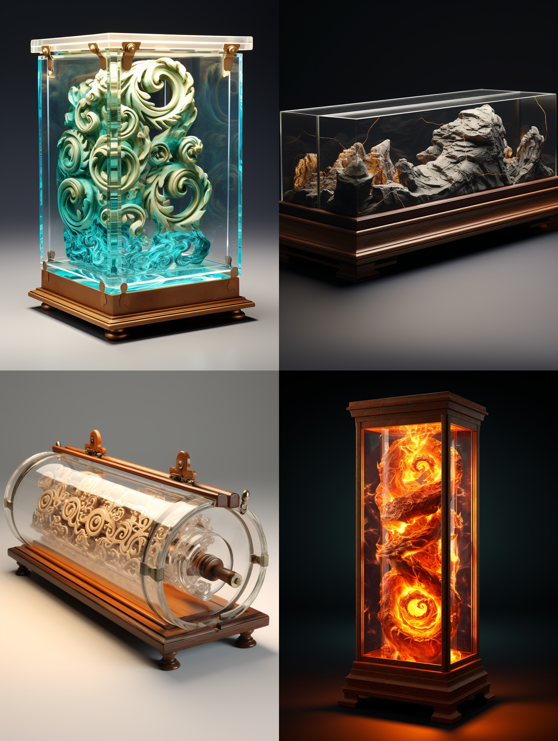 亚克力展示盒，上古卷轴，3d渲染，产品图片