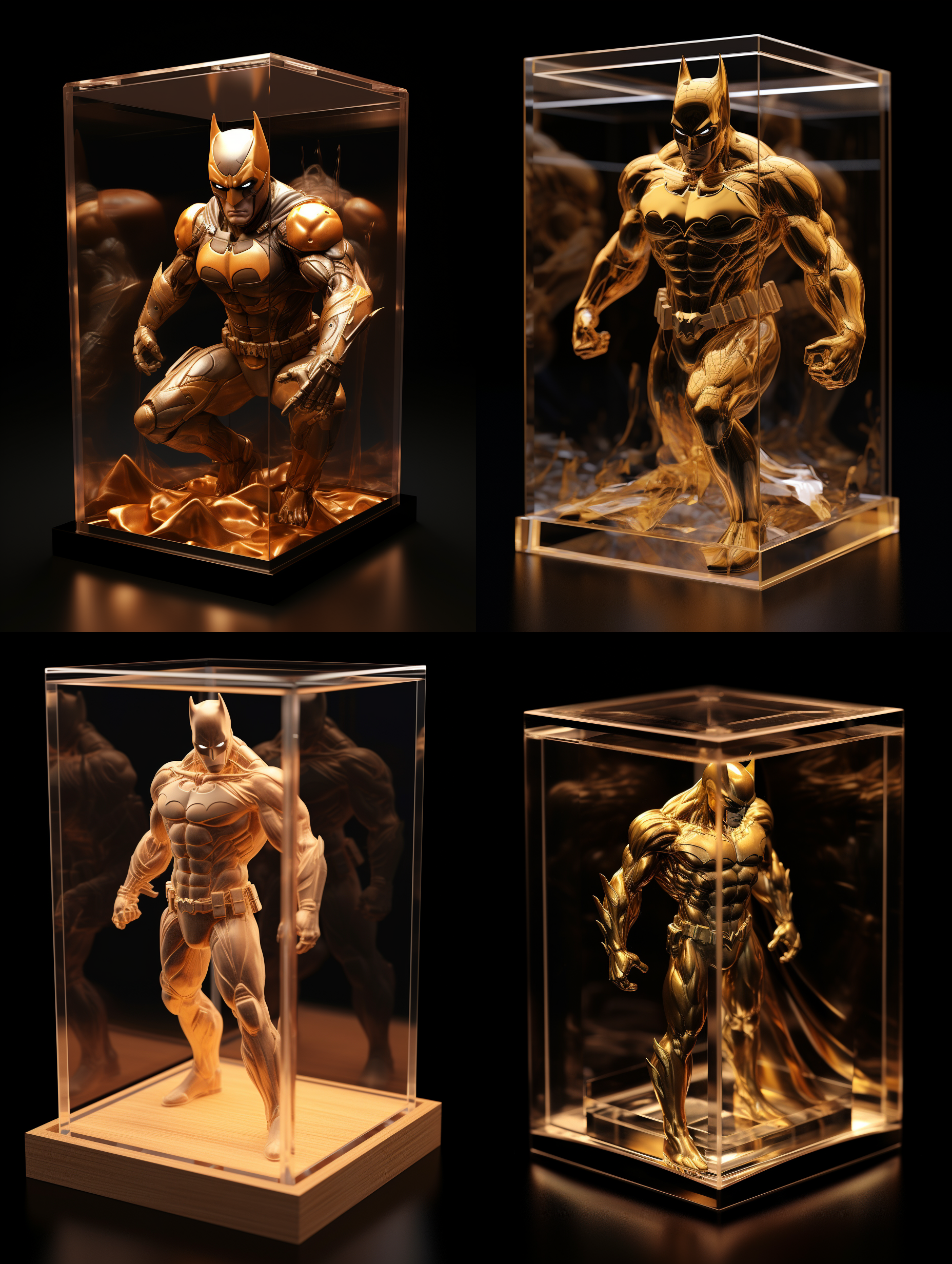 亚克力展示盒，蝙蝠侠，3d渲染，高端自然配色，产品图片