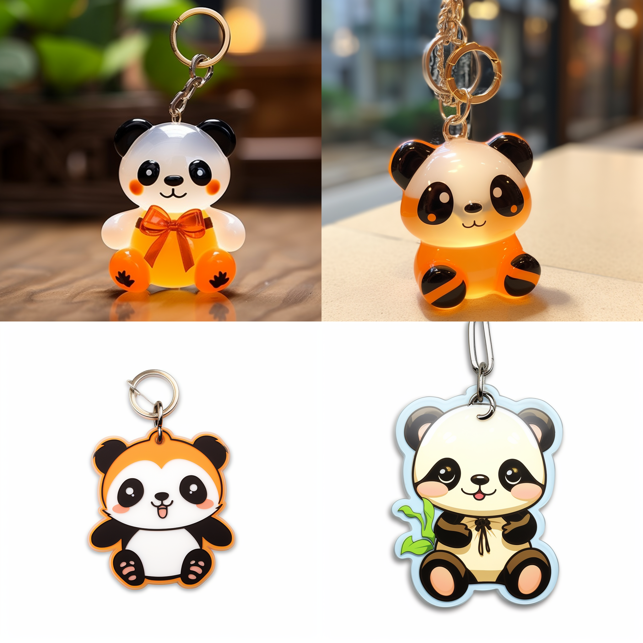 亚克力钥匙扣，一只可爱的熊猫，高端自然配色，明亮和谐，可爱多彩，行为，海派