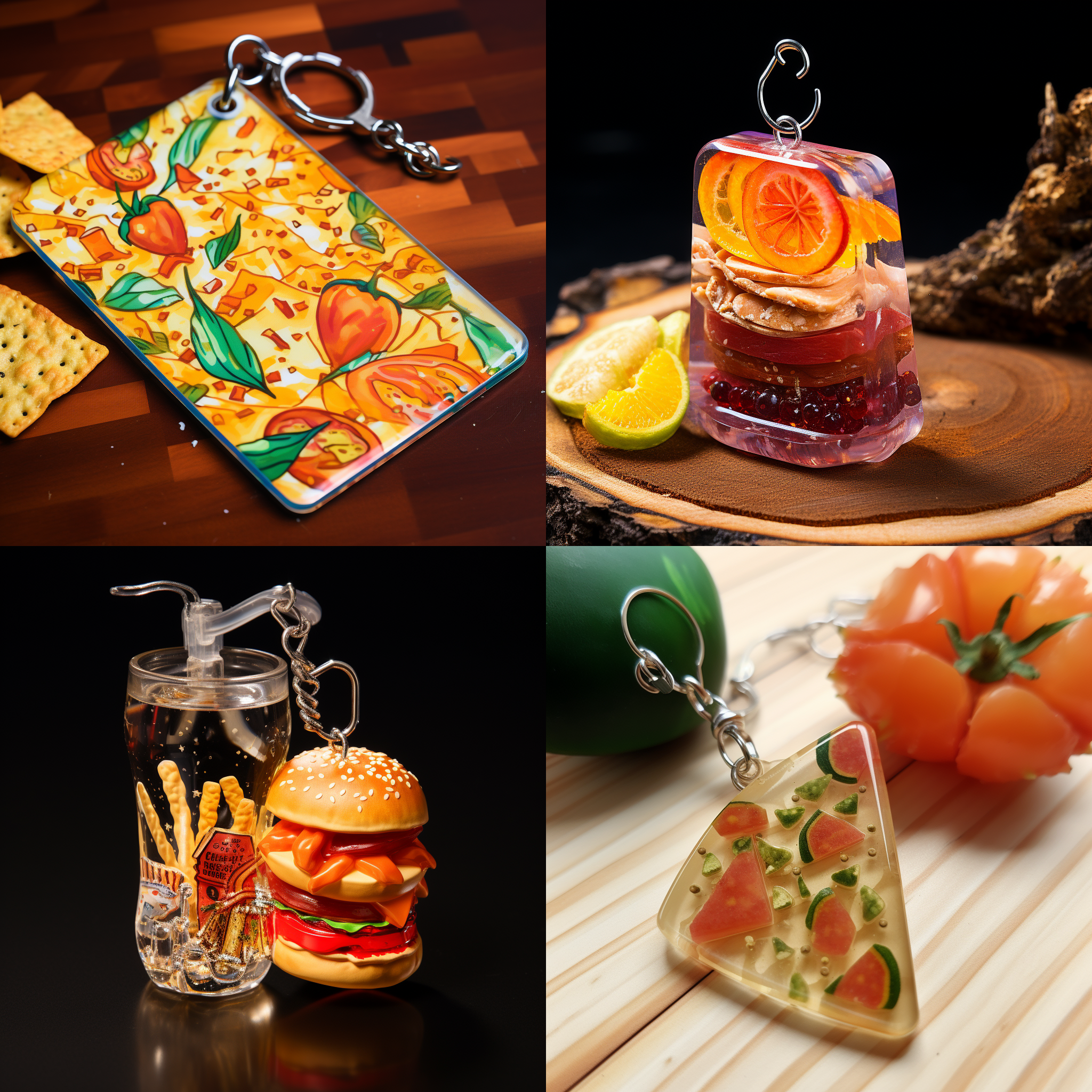 亚克力钥匙扣，小吃