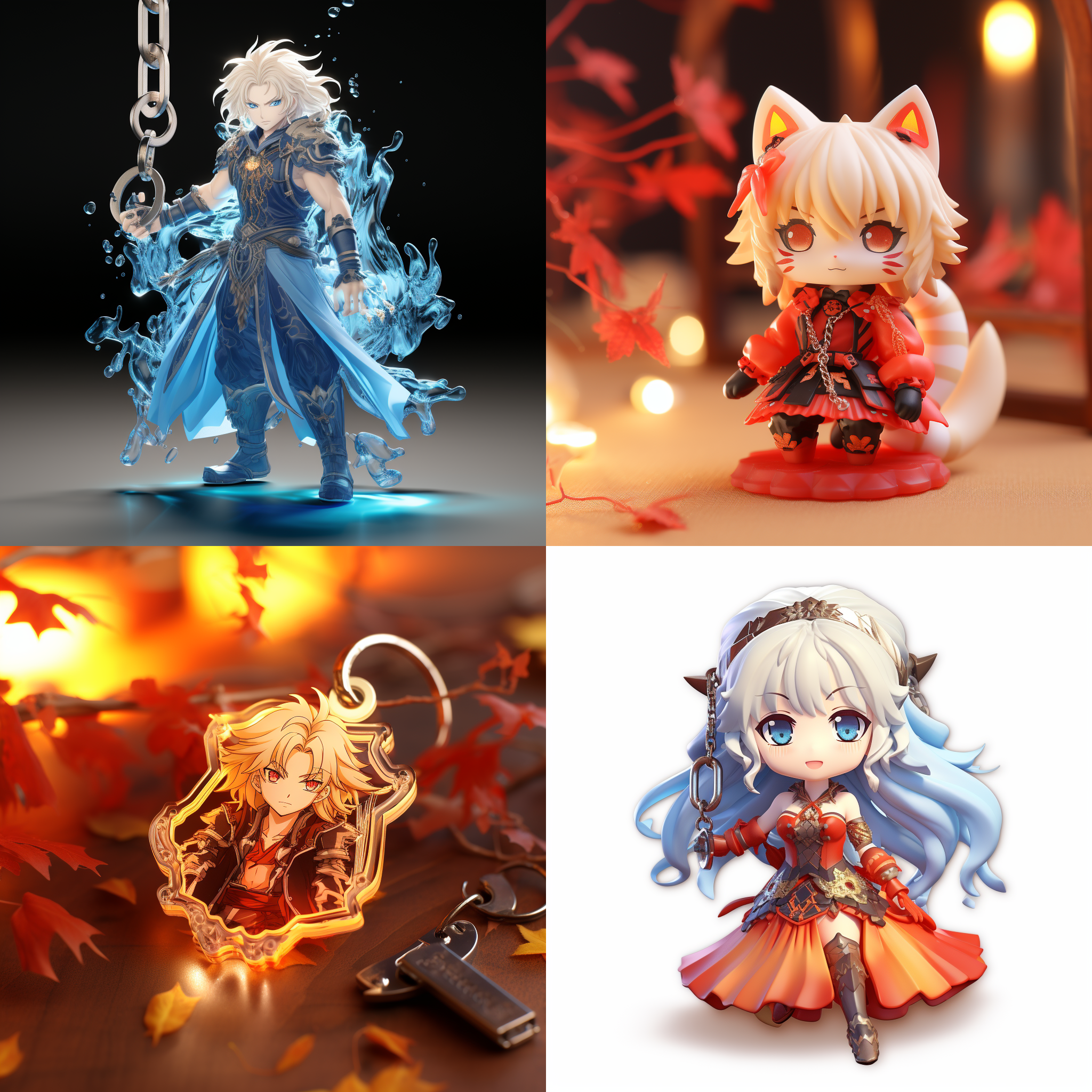 亚克力钥匙扣，原神，3d渲染，产品图片