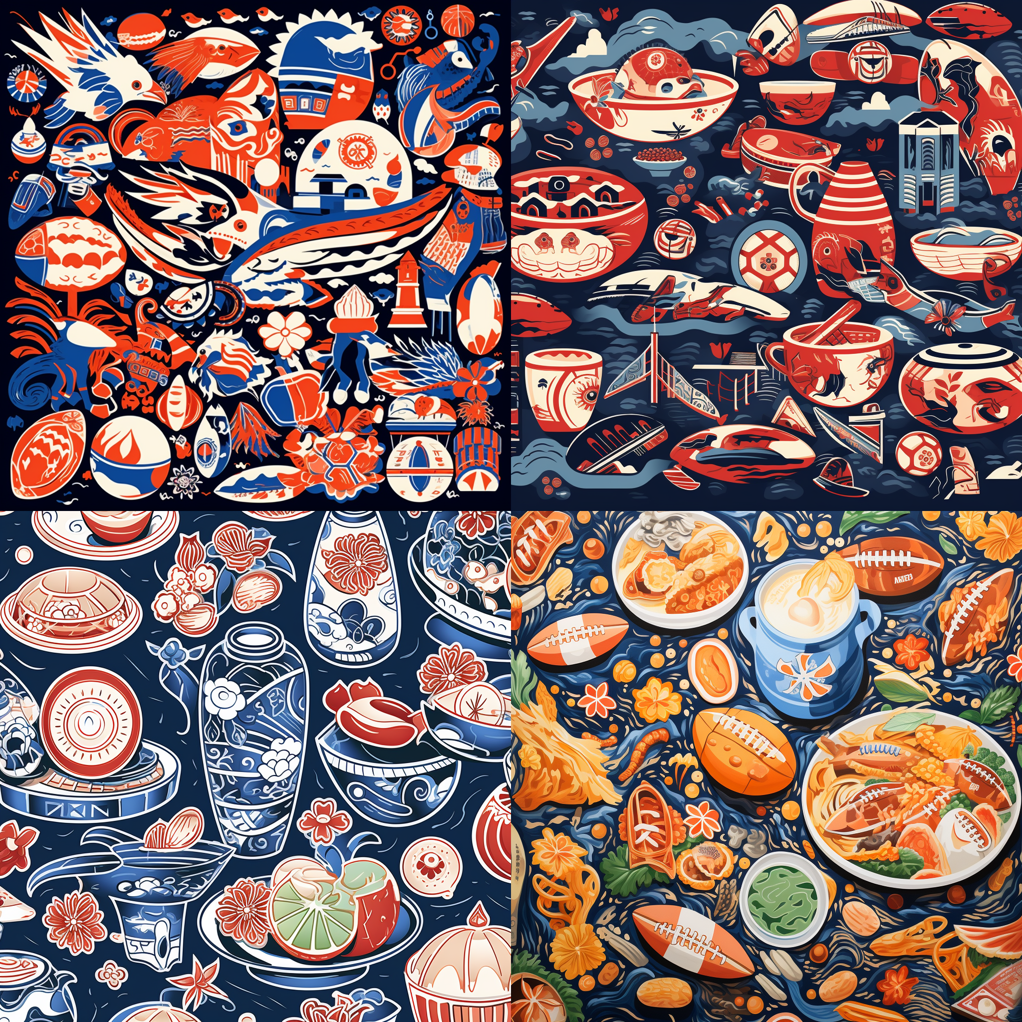 带有超级大碗日元素的图案