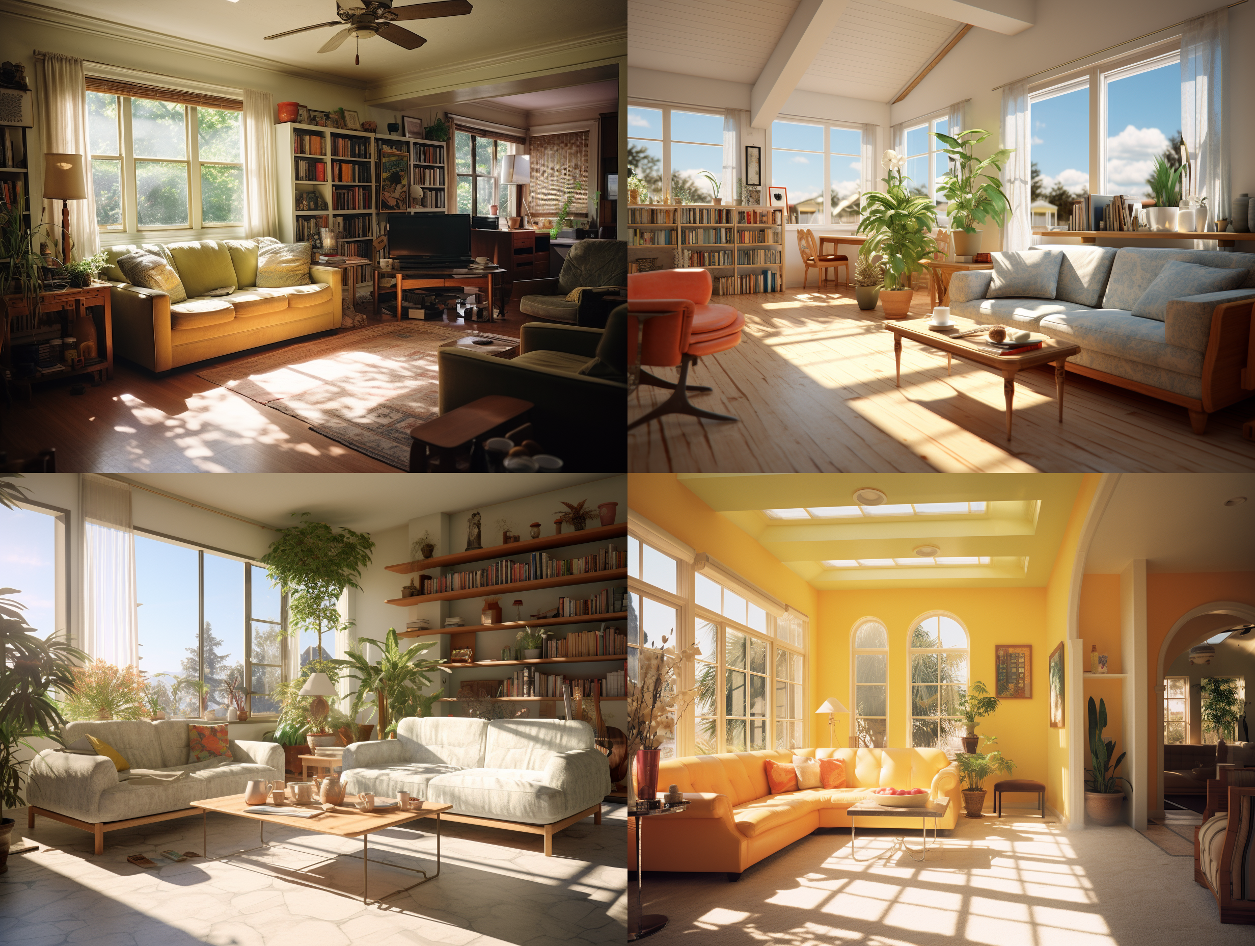 客厅，阳光，wide-angle view