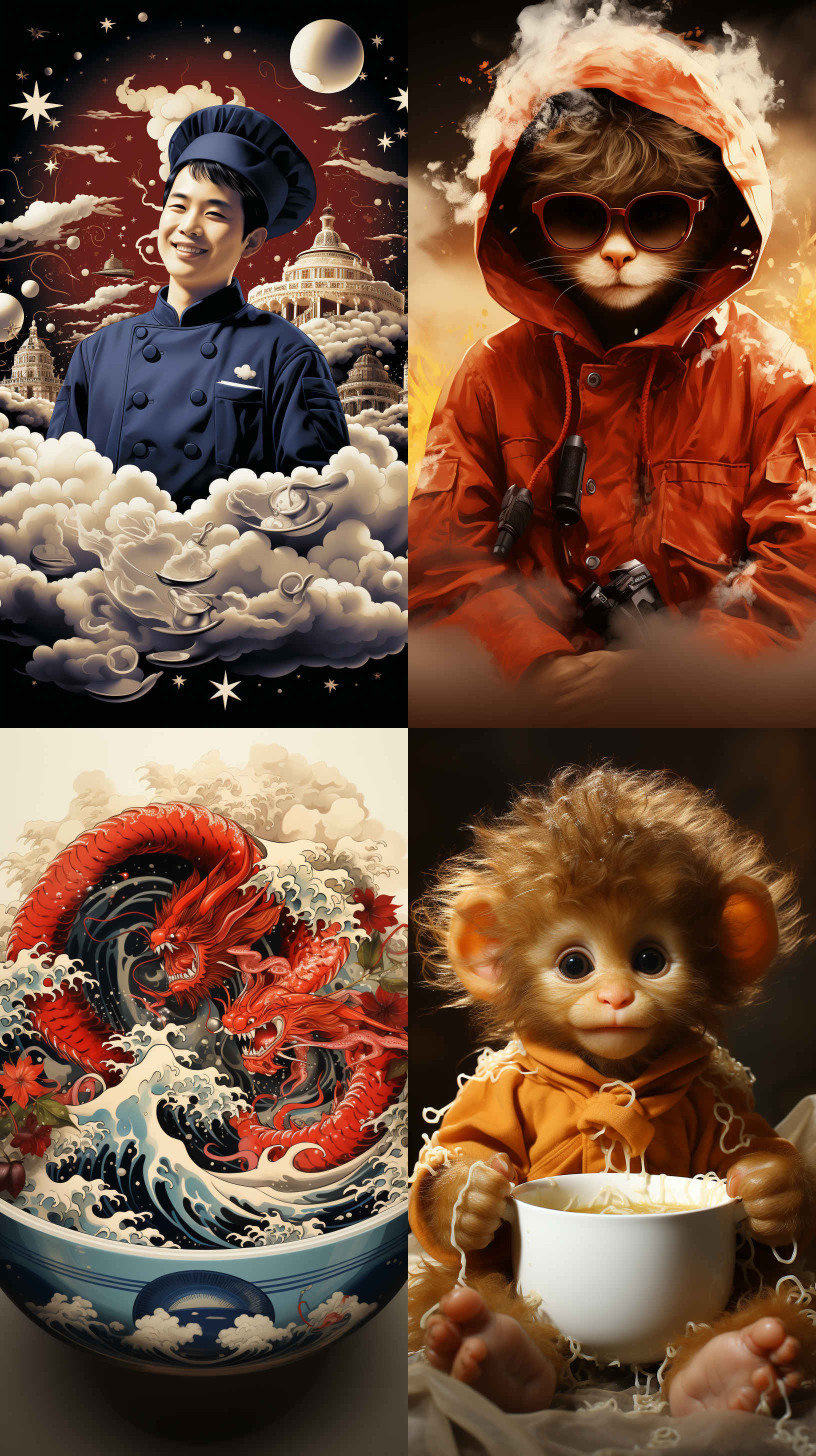 悟空炒饭标志，线条图