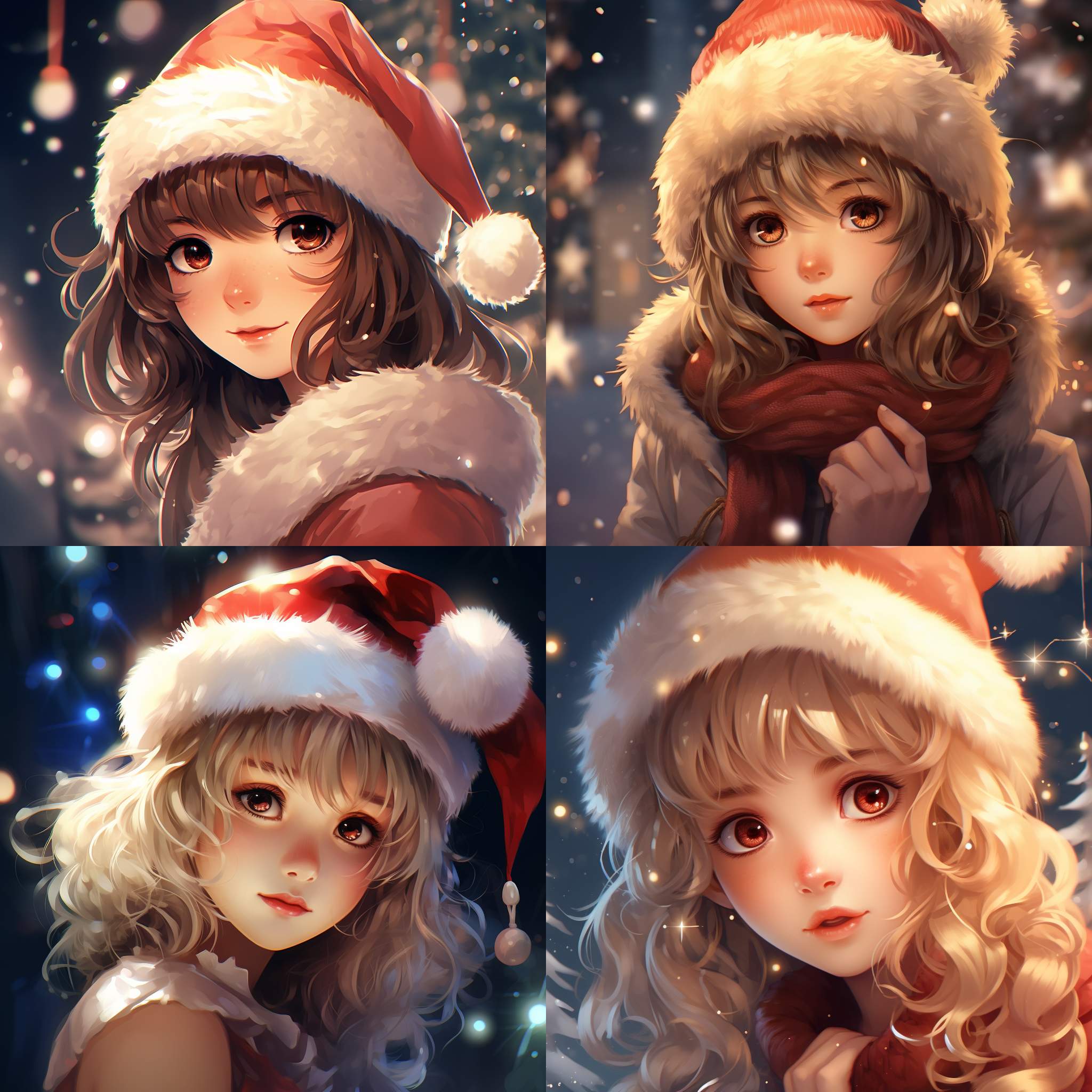 圣诞动漫壁纸圣诞装饰圣诞女孩卡通壁纸schristmas动漫壁纸圣诞节装饰圣诞女孩漫画壁纸，奥利维尔·瓦尔塞奇风格，逼真的超细节渲染，kris knight，柔和照明的肖像，kawaii美学，眨眼就错过了细节，柔软的边缘和模糊的细节 超高分辨率