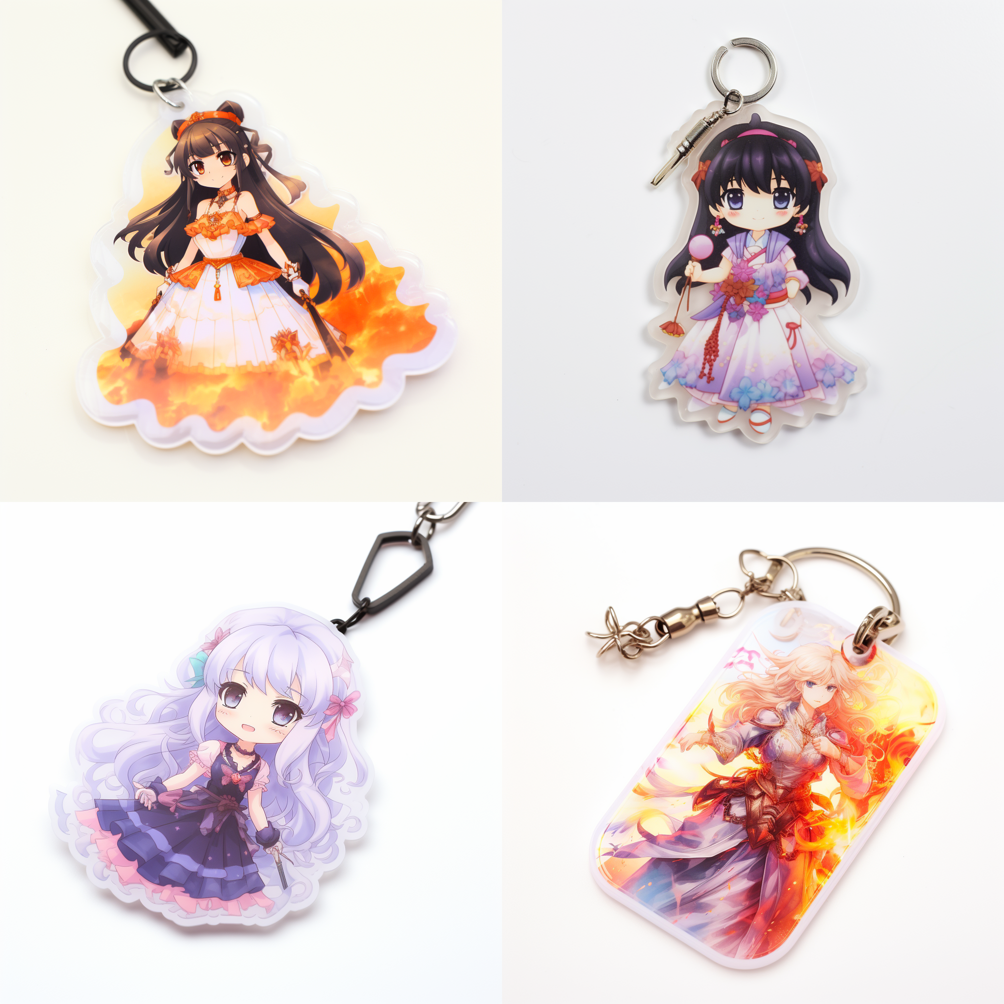 设定稿，亚克力钥匙扣，原神，白底背景，