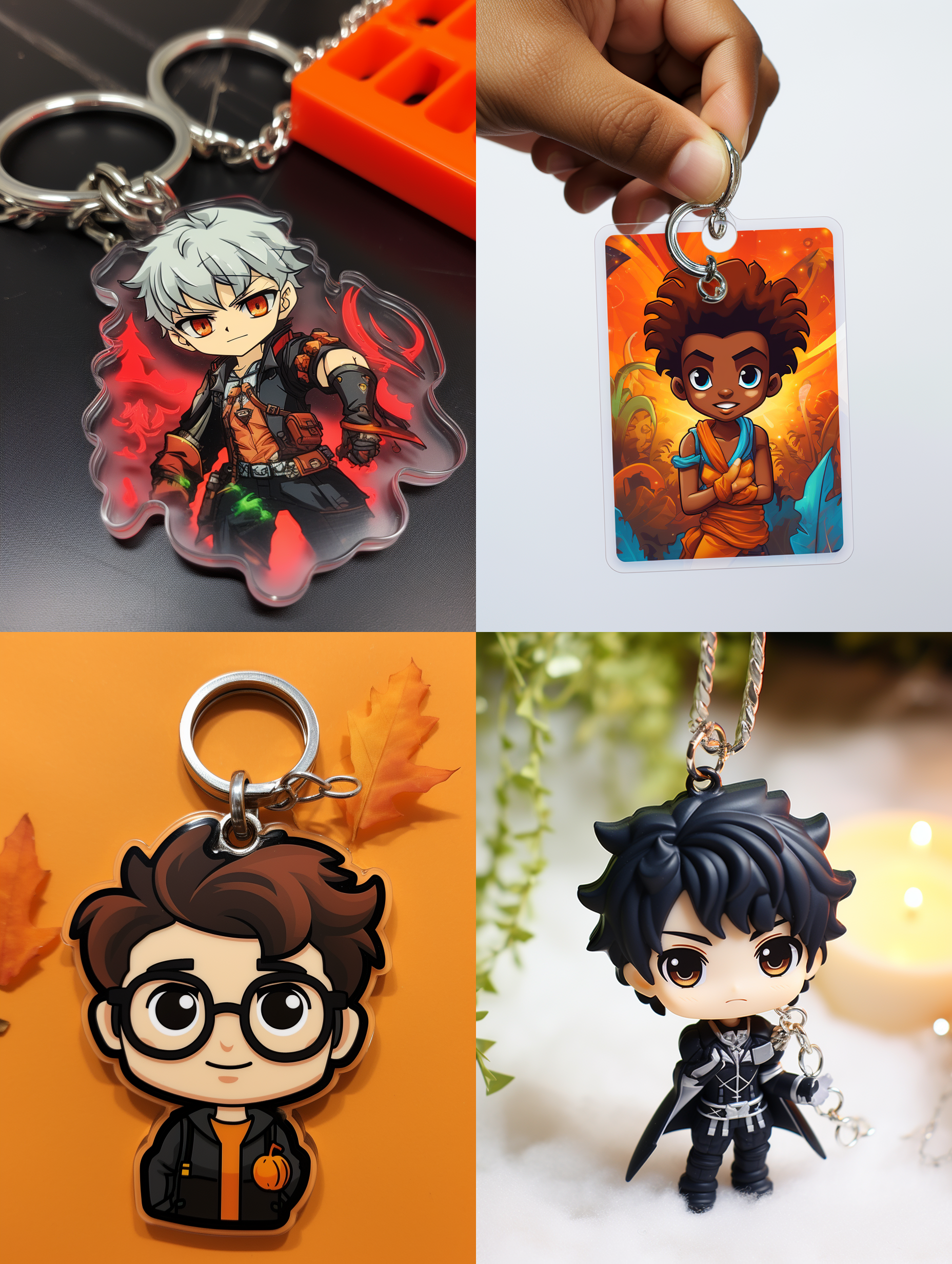 广告海报，亚克力钥匙扣，显示（亚克力钥匙扣定制）的文字，手绘风格