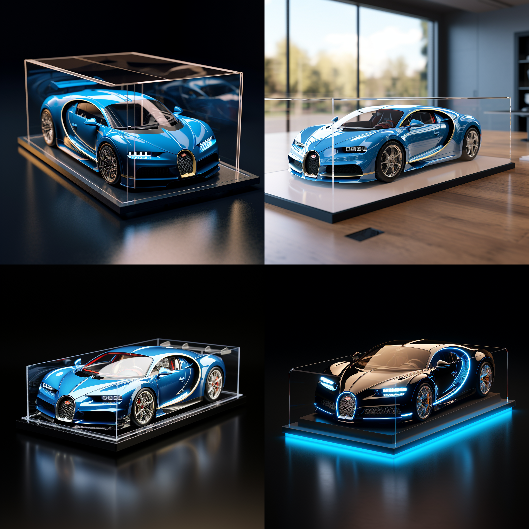 亚克力展示盒，布加迪chiron，3d渲染，产品图片